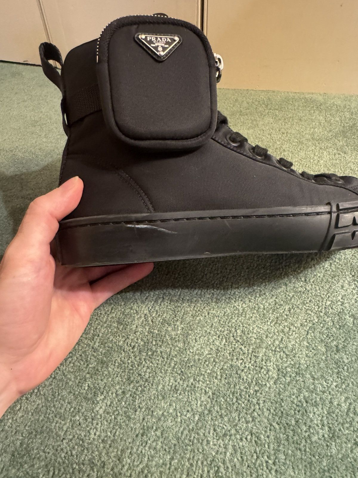 Prada Hi-Top Sneakers w/ Triangle Pouch Size US 7.5 / EU 40-41 - 13 Thumbnail