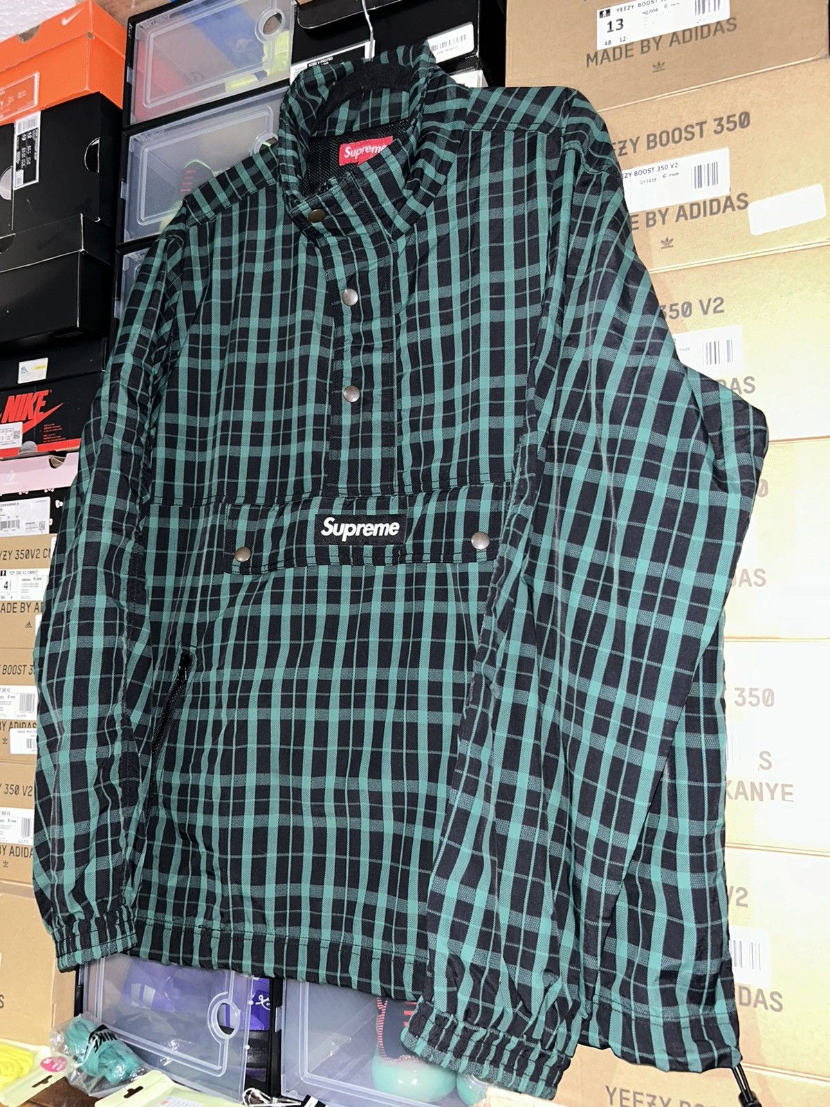 Supreme Supreme Nylon Plaid Pullover Green FW18 size XL NEW Size US XL / EU 56 / 4 - 2 Thumbnail
