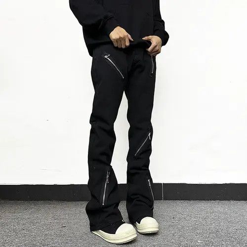 Jean Black Zipper Flare Pants Size US 30 / EU 46 - 4 Thumbnail