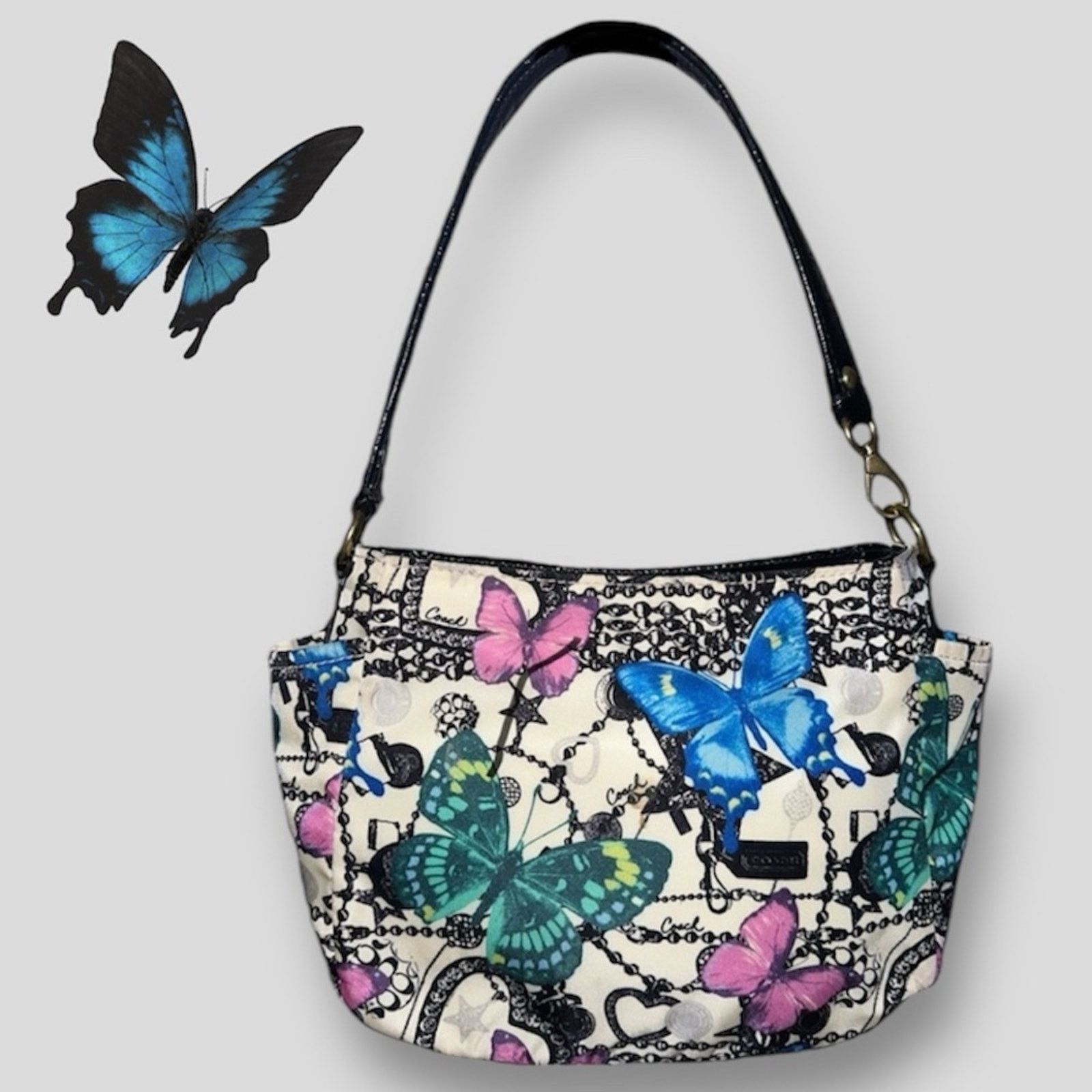 image of Coach Limited Edition Mini Carly Butterfly Y2K Purse in Black, Women's