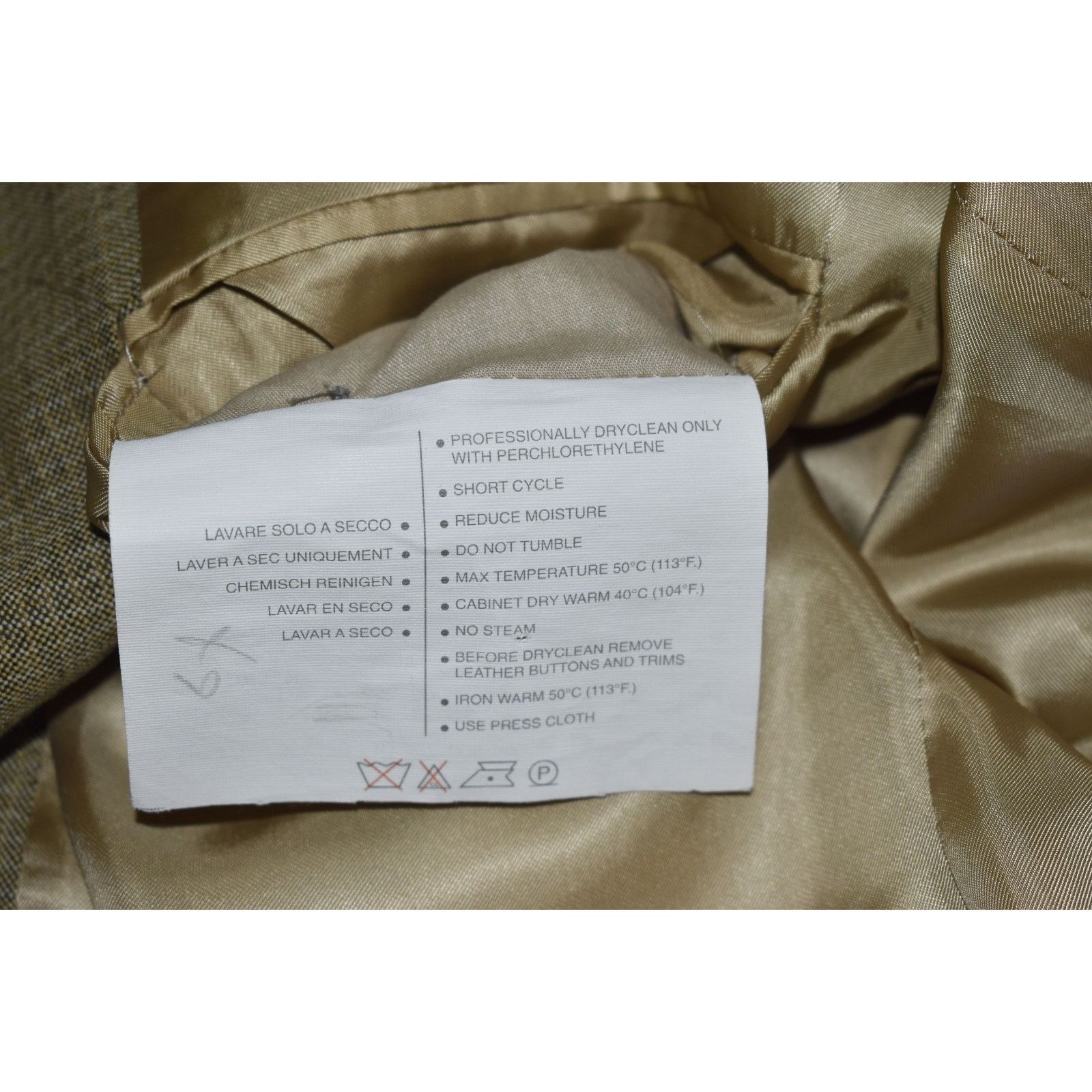 Ermenegildo Zegna ERMENEGILDO ZEGNA Beige 3 Button Fine Worsted Blazer Size 54 Size 54R - 8 Thumbnail
