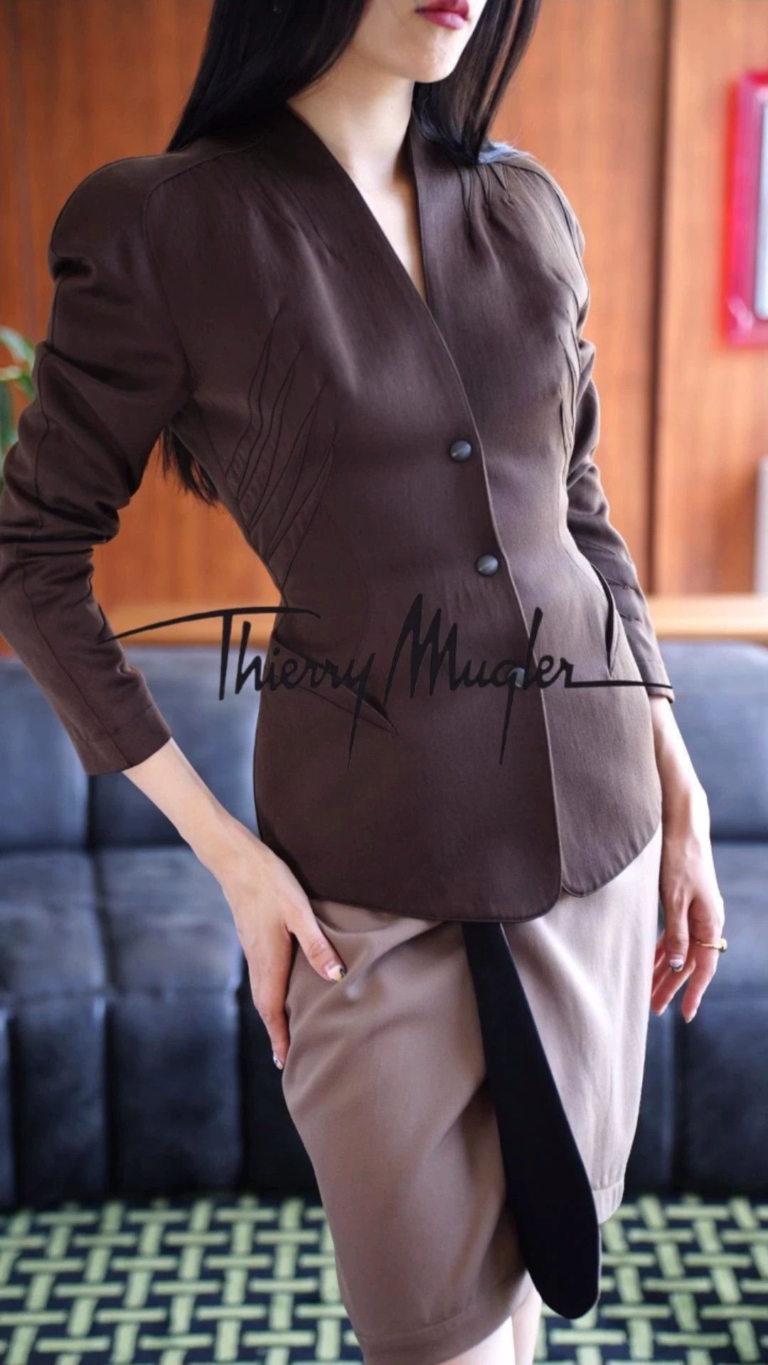 Thierry Mugler Brown Structured Light Jacket - Size S Size US S / EU 44-46 / 1 - 1 Thumbnail