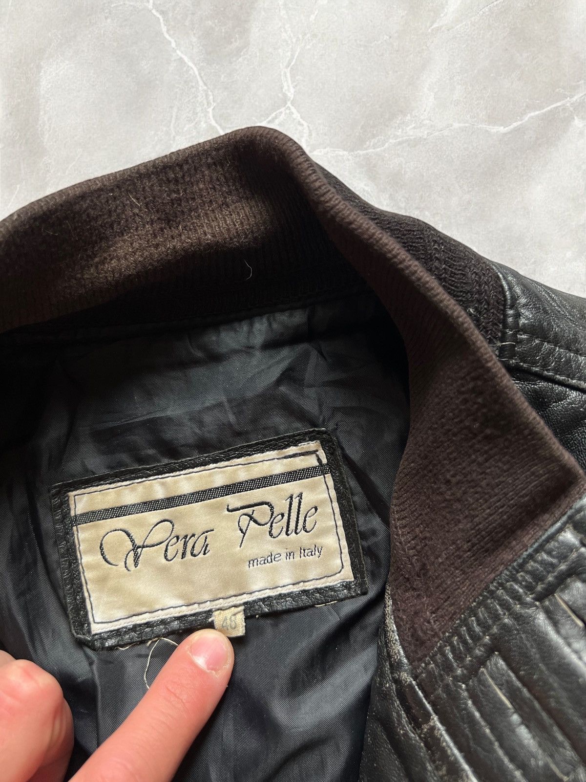 Vera Pelle × Vintage VINTAGE LEATHER JACKET BUTTON UP BOMBER 90s VERA PELLE y2k Size US M / EU 48-50 / 2 - 7 Thumbnail