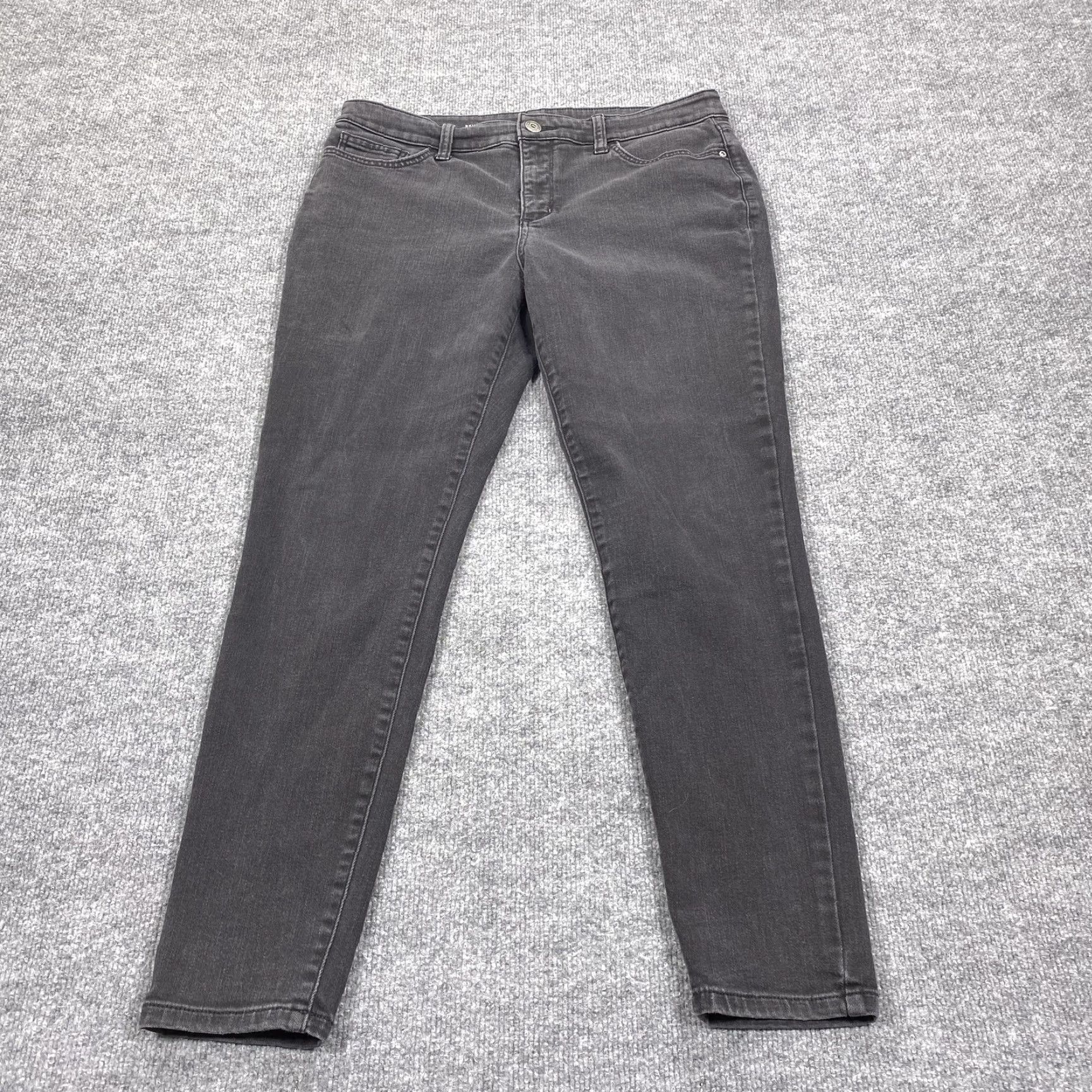 Vintage St. John's Bay Jeans Womens 14 Gray Charcoal Wash Skinny Slim Stretch Denim Jeans Size 36" / US 14 / IT 50 - 2 Thumbnail