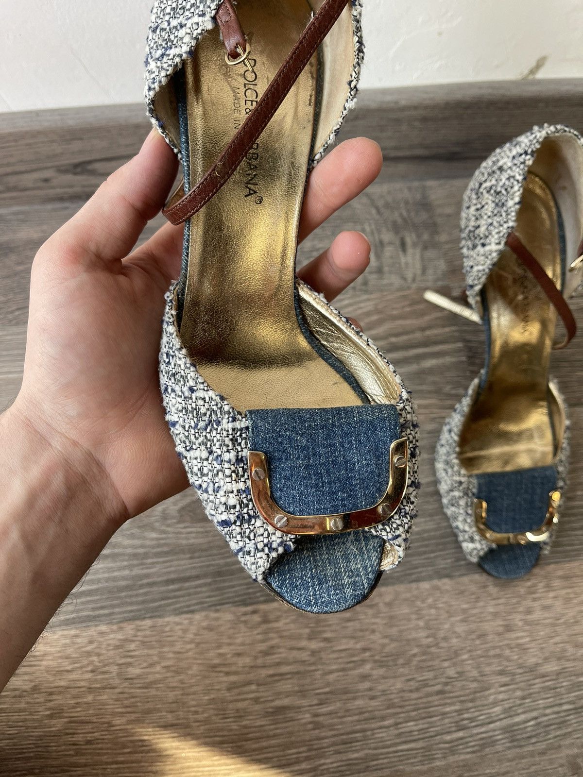 Dolce & Gabbana Dolce & Gabbana Heels Shoes pumps tweed and jeans Size US 8 / IT 38 - 4 Thumbnail
