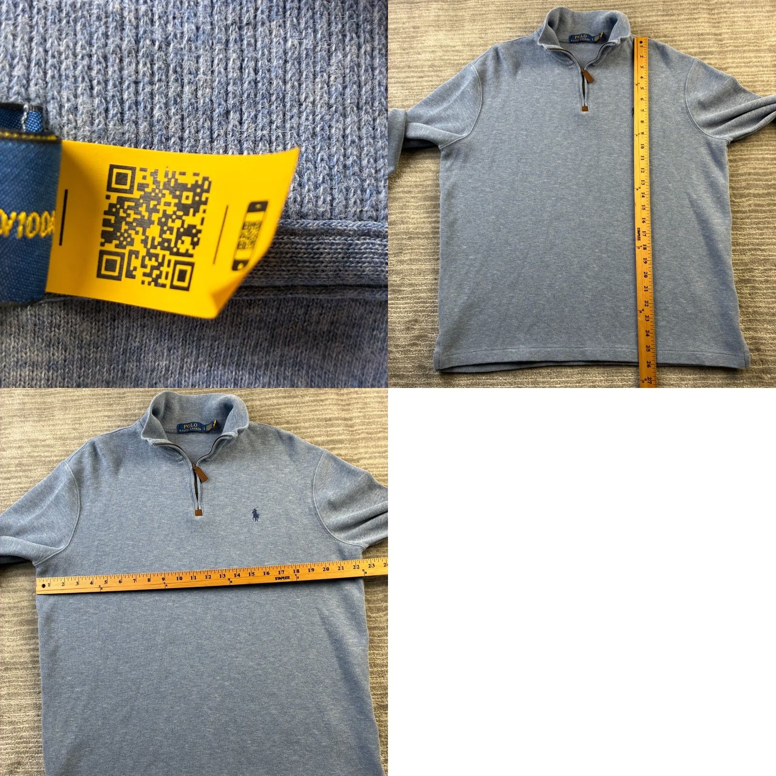 Polo Ralph Lauren Polo Ralph Lauren Sweater Mens Large Blue Knit Quarter Zip Pony Size US L / EU 52-54 / 3 - 8 Thumbnail
