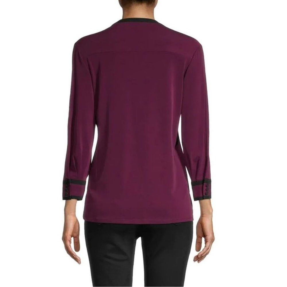 Karl Lagerfeld NWT New KARL LAGERFELD Splitneck Long Sleeve Button Purple Size XXS / US 00 / IT 34 - 2 Thumbnail
