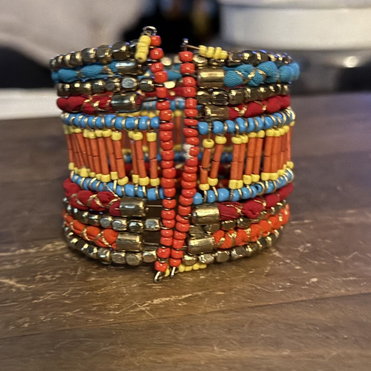 Other Multicolor beaded wide boho cuff bracelet Size ONE SIZE - 4 Thumbnail