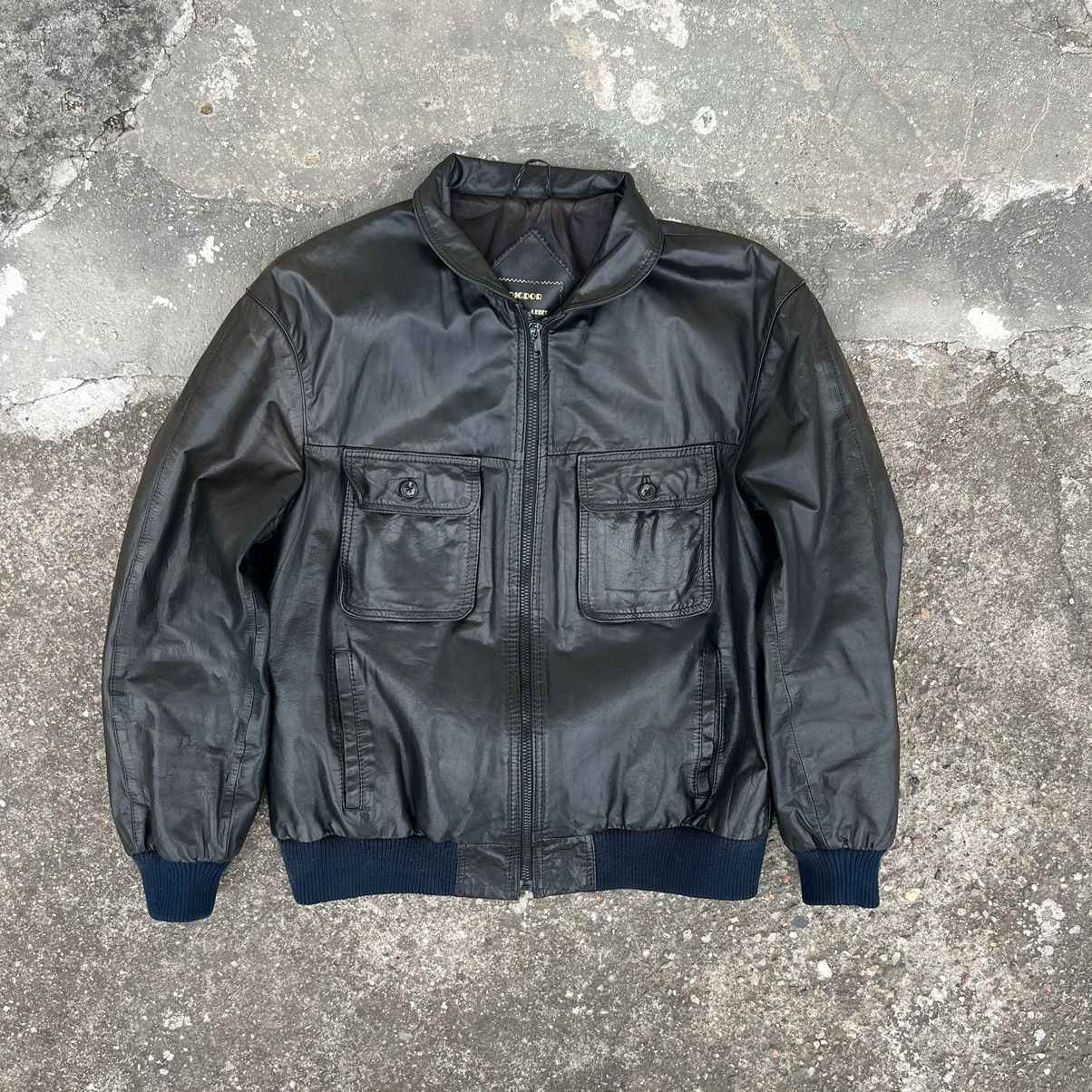 image of Vintage Genuine Real Leather Jacket High Quality Rock Punk in Black, Men's (Size Large)