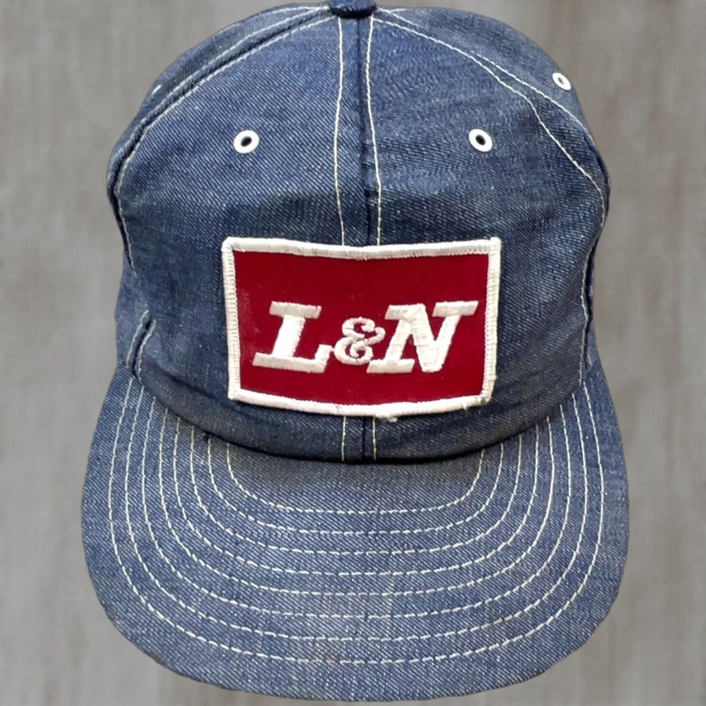 Vintage VINTAGE Louisville MFG Trucker Hat Cap Adjustable Denim Cotton Blue 80s 90s USA Logo Classic Outdoor Men's Size ONE SIZE - 1 Thumbnail
