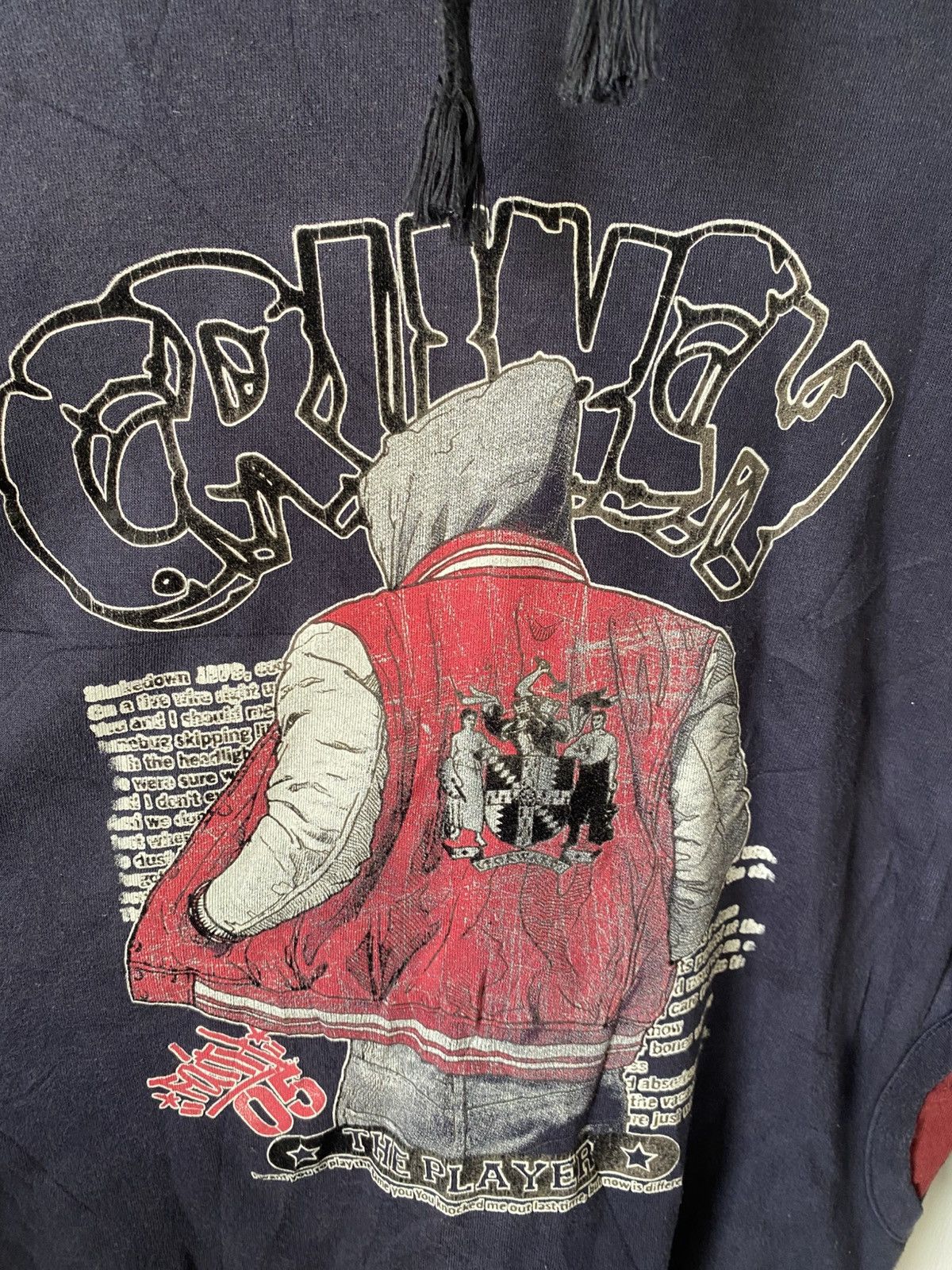 Japanese Brand Vintage Y2K Graphic Hoodie Navy Red Grunge Streetwear Size US M / EU 48-50 / 2 - 2 Thumbnail
