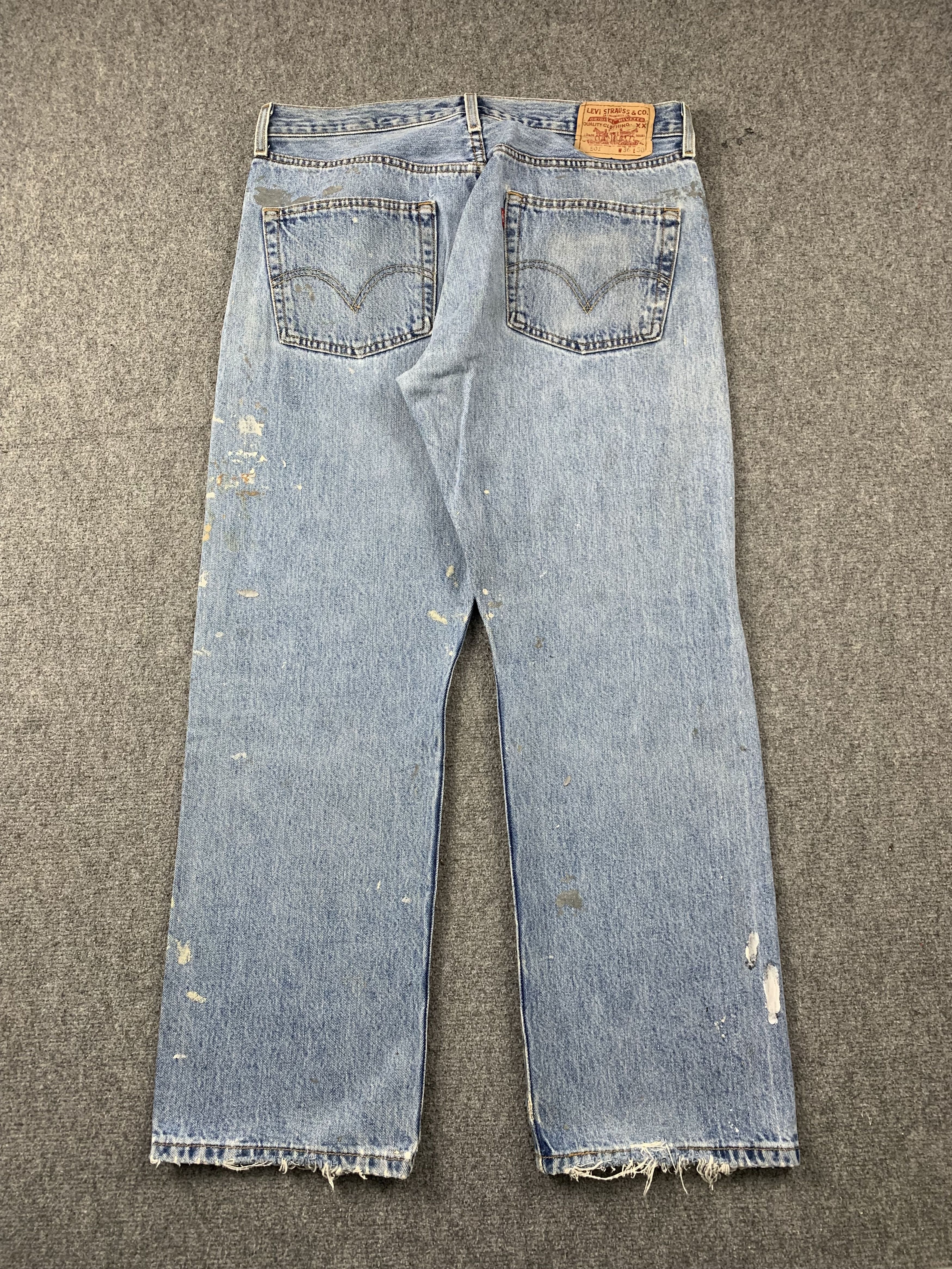 Vintage Levis 501 Splatter Paint Faded Blue Jeans DP2000