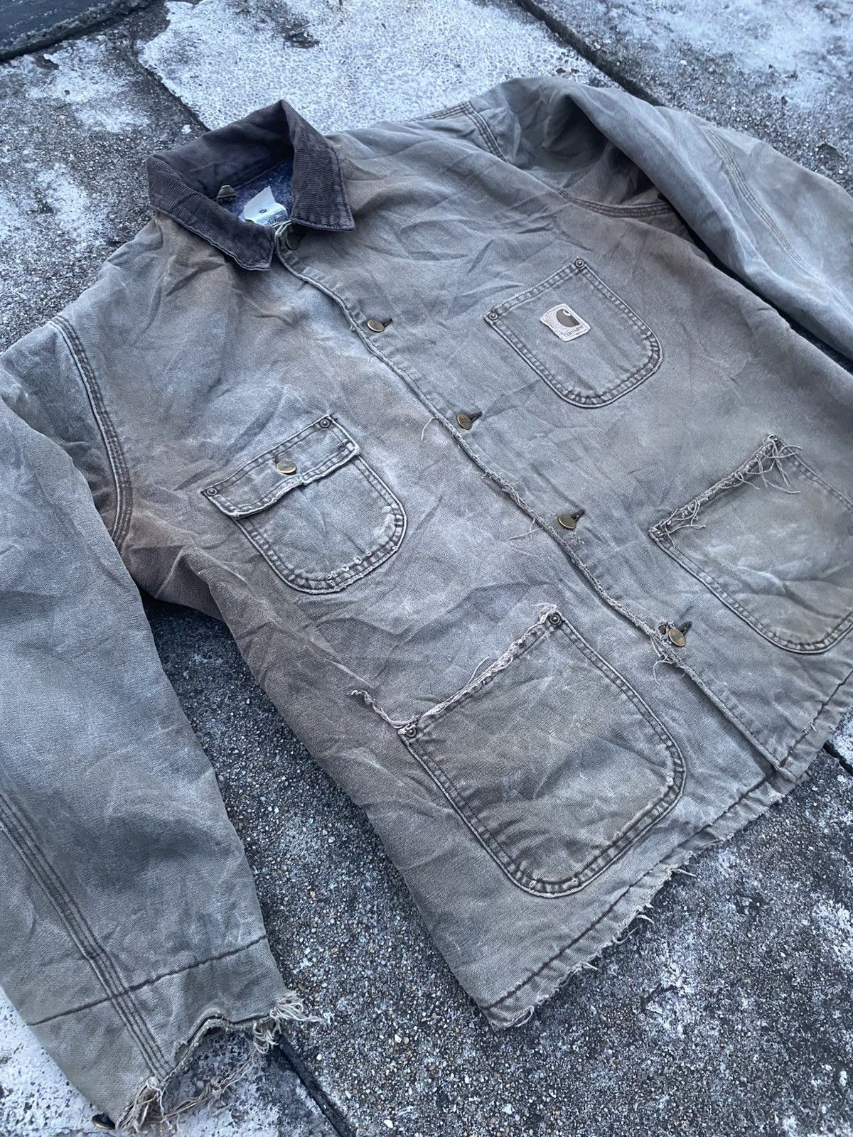 Carhartt VTG Carhartt Detroit Blanket Lined Faded Dirty Jacket Size US XL / EU 56 / 4 - 2 Thumbnail