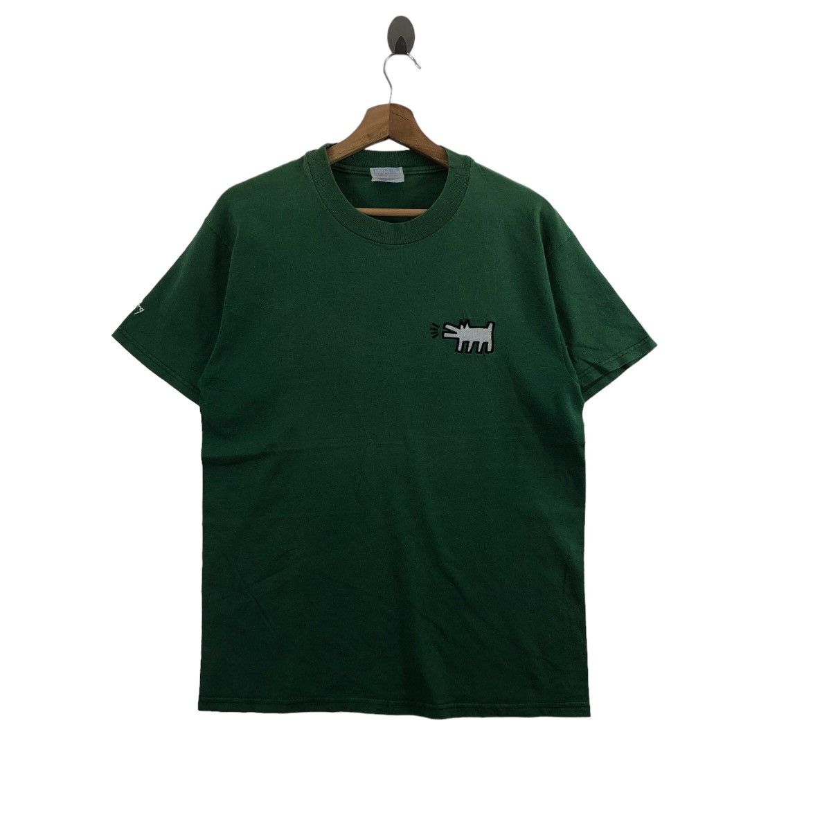 Keith Haring × Vintage Vintage 90s KEITH HARING T-Shirt Dog Bark Embroidered Art Size US M / EU 48-50 / 2 - 1 Thumbnail