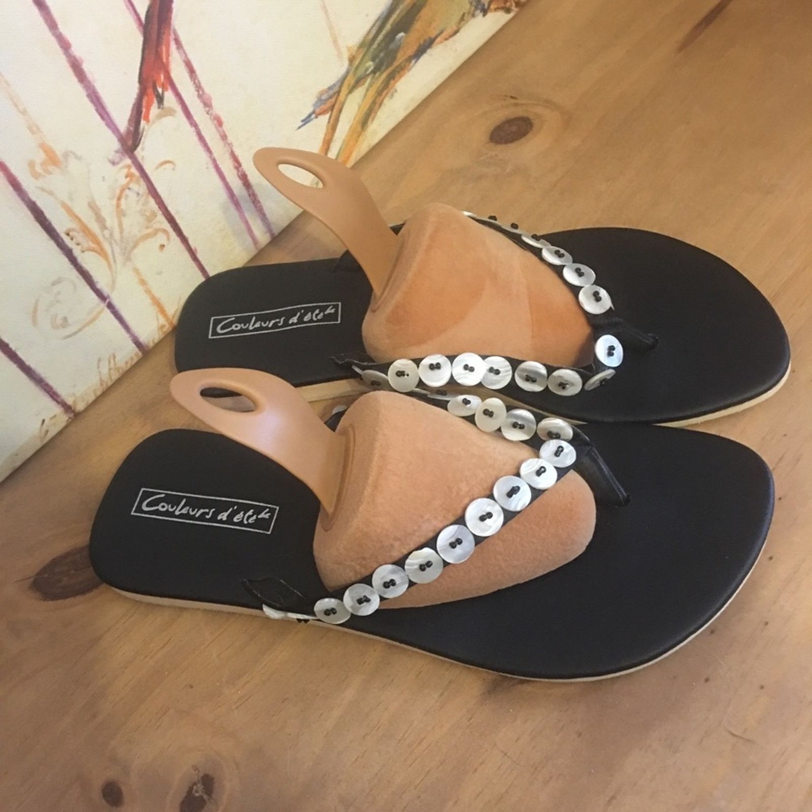 Other Couleurs d’ete black thong sandals bead detail Size US 8.5 / IT 38.5 - 1 Thumbnail