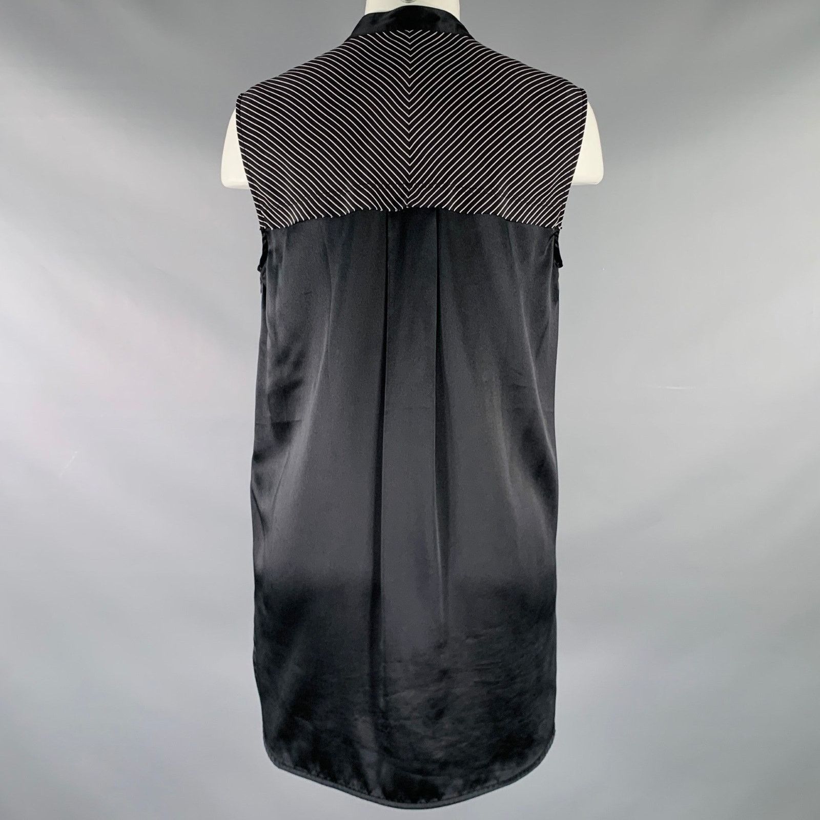 Rag & Bone RAG & BONE M Black White Silk Stripe Sleeveless Casual Top Size M / US 6-8 / IT 42-44 - 3 Thumbnail