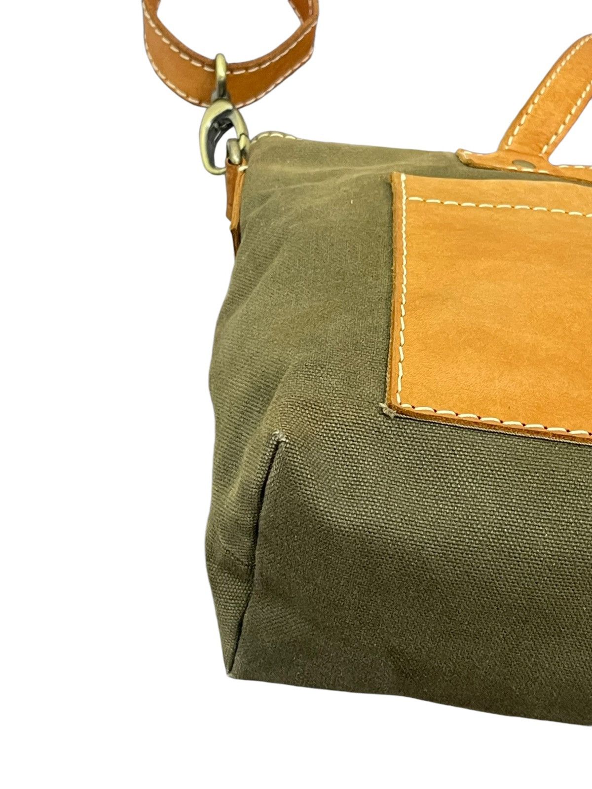 Japanese Brand Leather Cotton Canvas Fes Handmade Cross Body Bag 9🟩 Size ONE SIZE - 7 Thumbnail