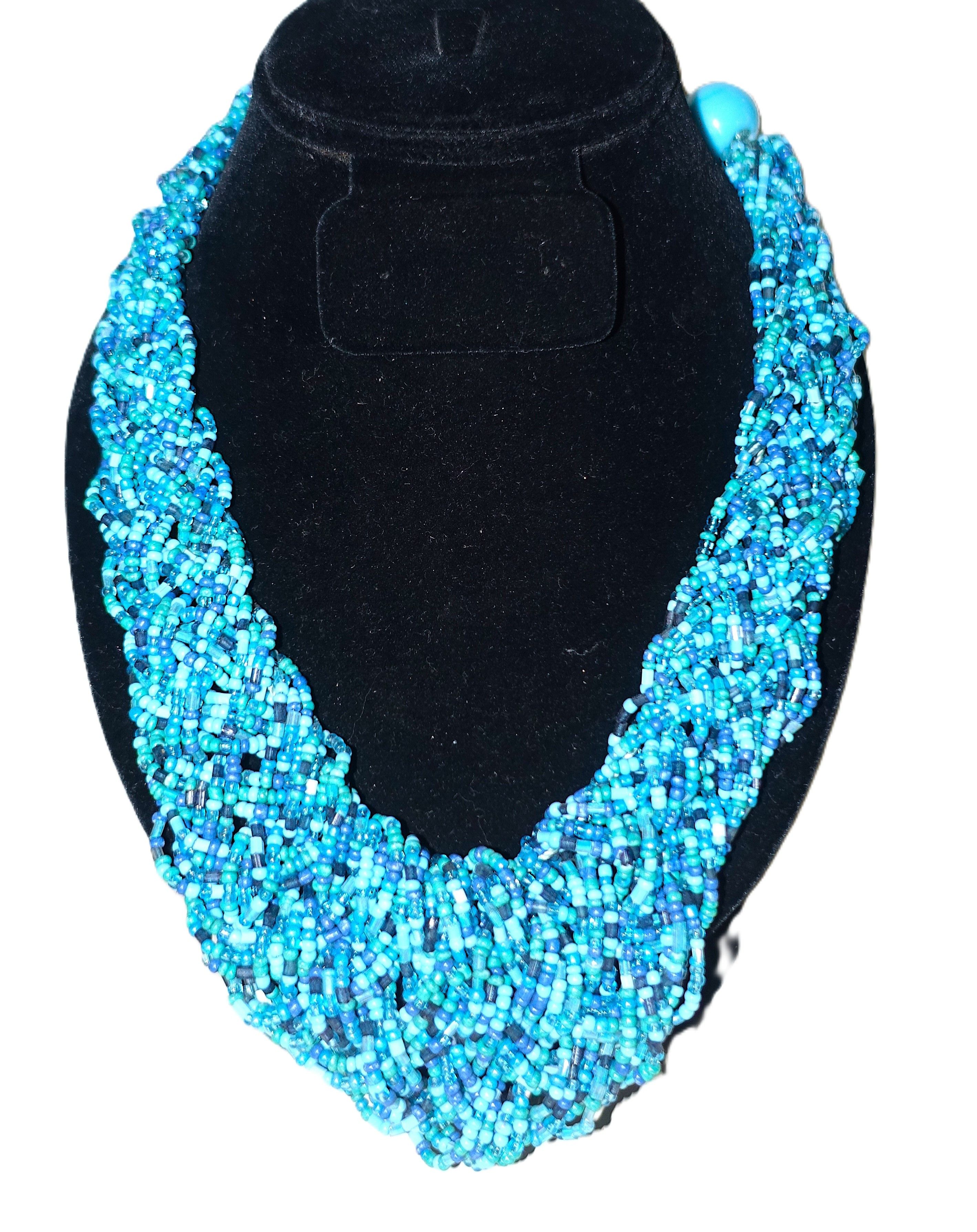 Vintage Faux Turquoise Beaded Bib Necklace Size ONE SIZE - 2 Thumbnail