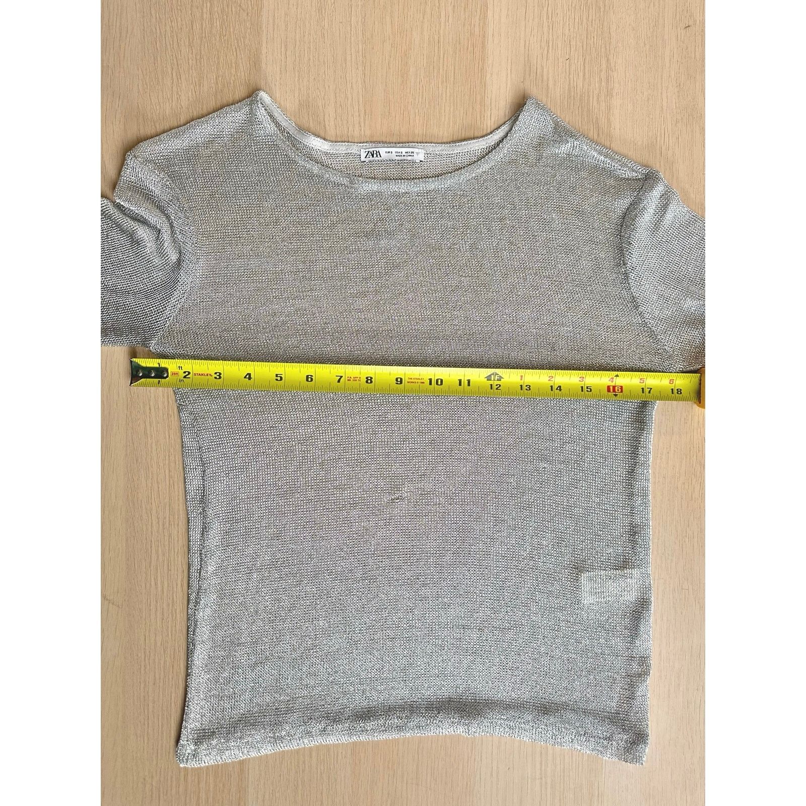 Zara Zara Gray Metallic Crewneck - Size S - Mint Size S / US 4 / IT 40 - 6 Thumbnail