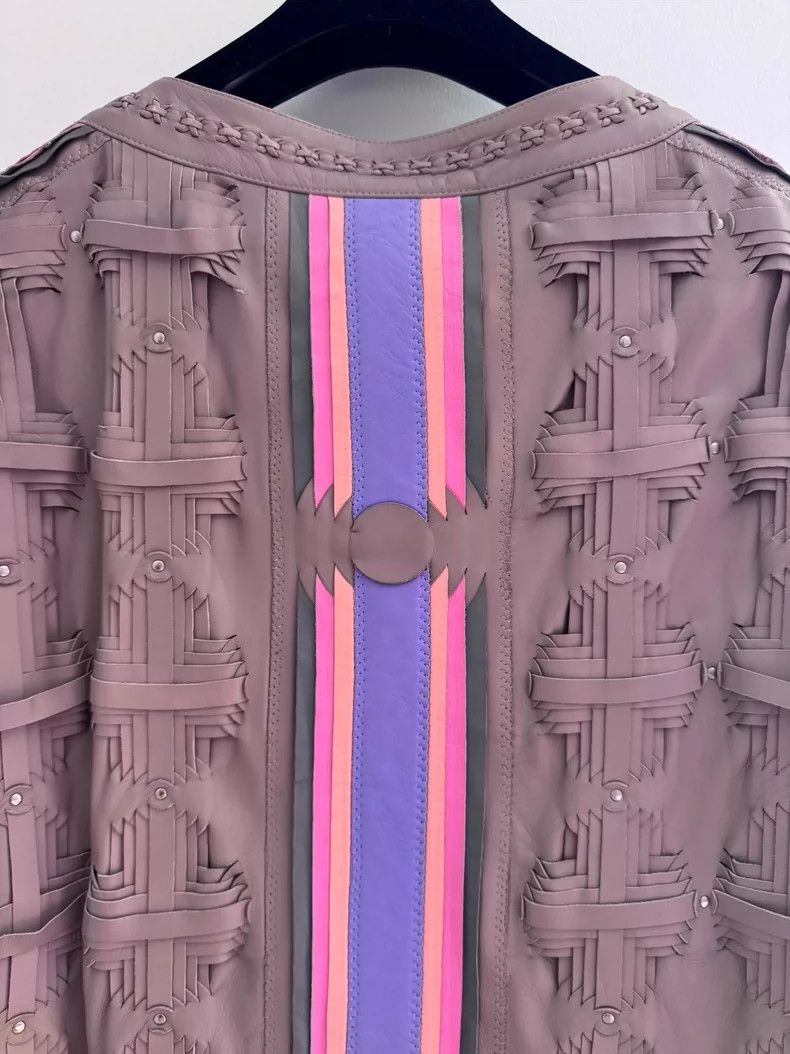 Versace Versace A heavily knitted long leather jacket Size S / US 4 / IT 40 - 6 Thumbnail