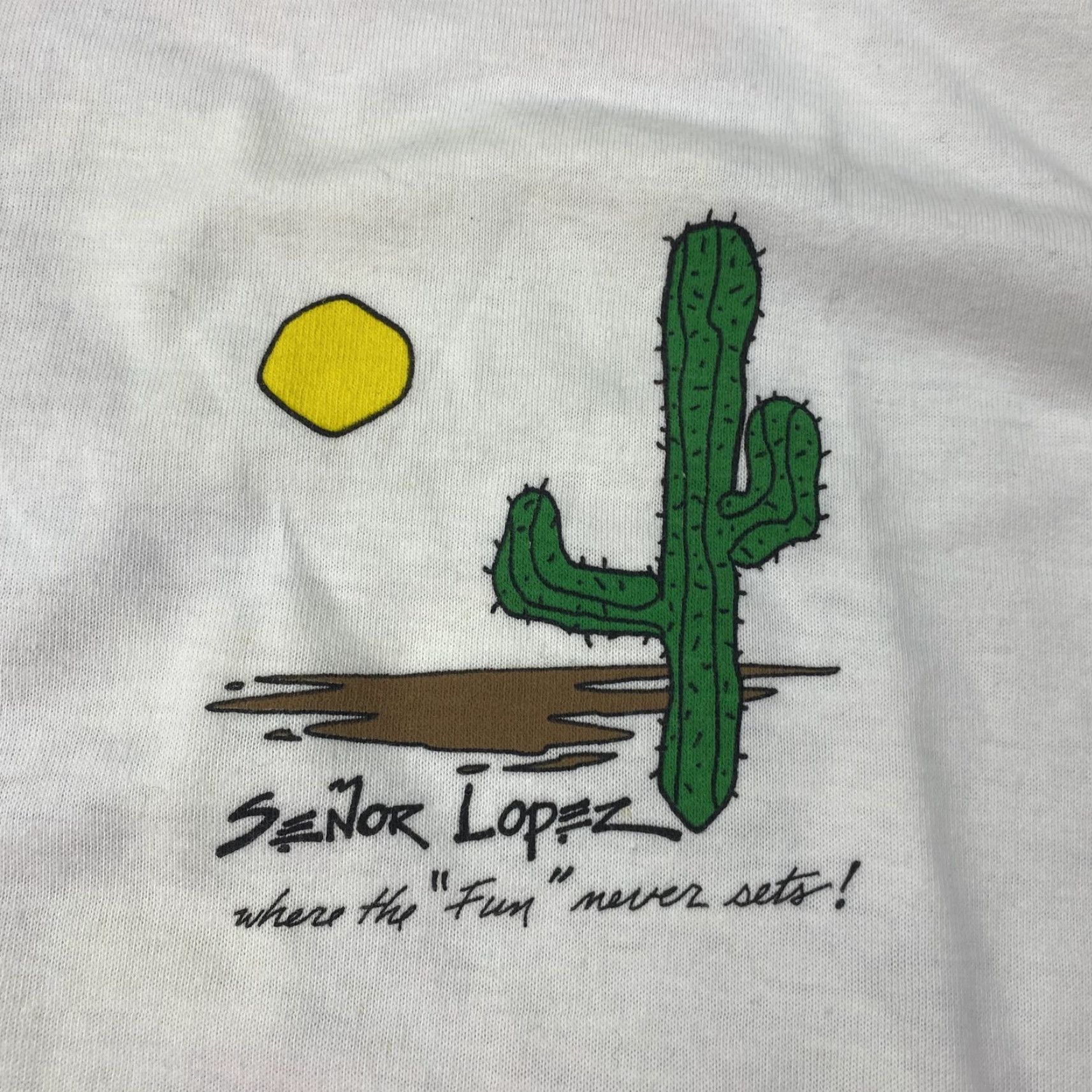 Vintage VINTAGE Senor Lopez Shirt Mens XL White Graphic Print 90s Food & Drink Crew Neck Cotton T-Shirt Mens XLG Size US XL / EU 56 / 4 - 3 Thumbnail