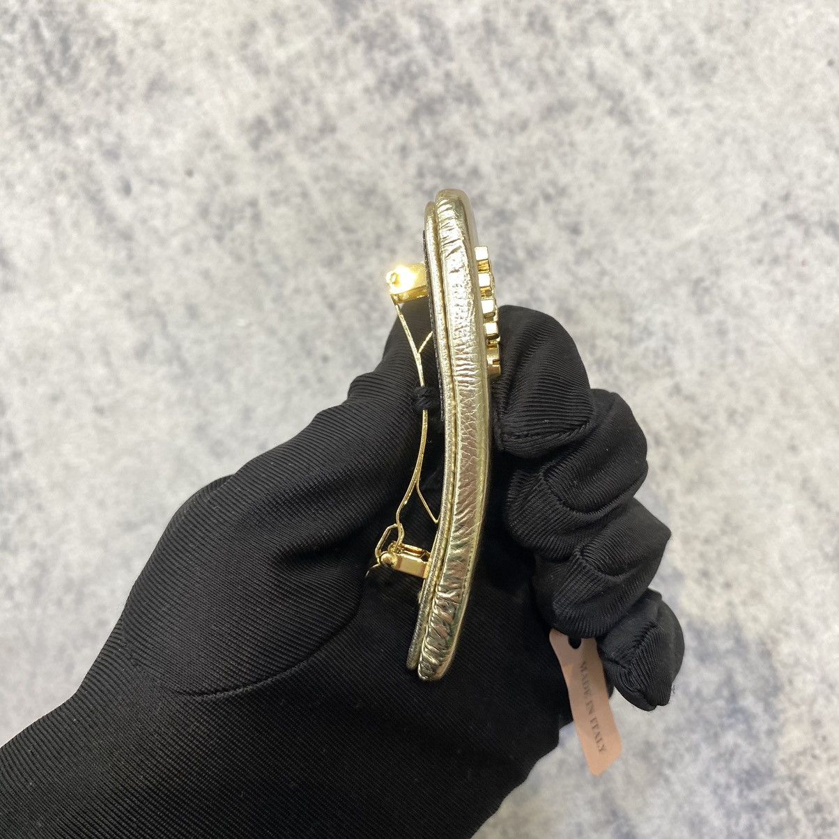 Miu Miu MIU MIU Nappa Leather Hair Clip PYRITE Size ONE SIZE - 4 Thumbnail