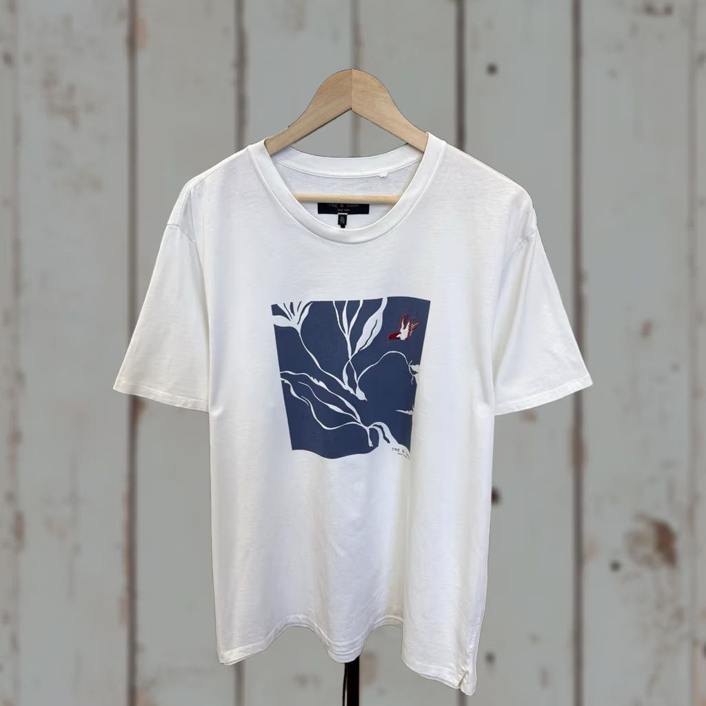 Rag & Bone Rag & Bone New York Graphic Embroidered Bird T-Shirt Rare XL White Mens Size US XL / EU 56 / 4 - 1 Thumbnail