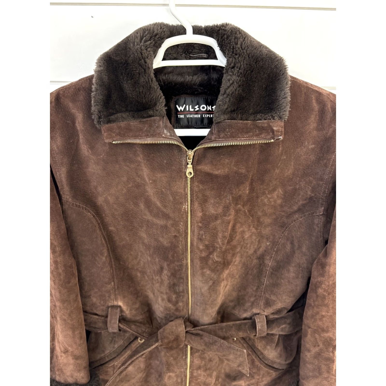 Vintage VINTAGE Wilsons Leather Parka Coat Jacket Womens Small Brown Fur Trim Leather Suede Belted Long Coat Womens Size S / US 4 / IT 40 - 2 Thumbnail