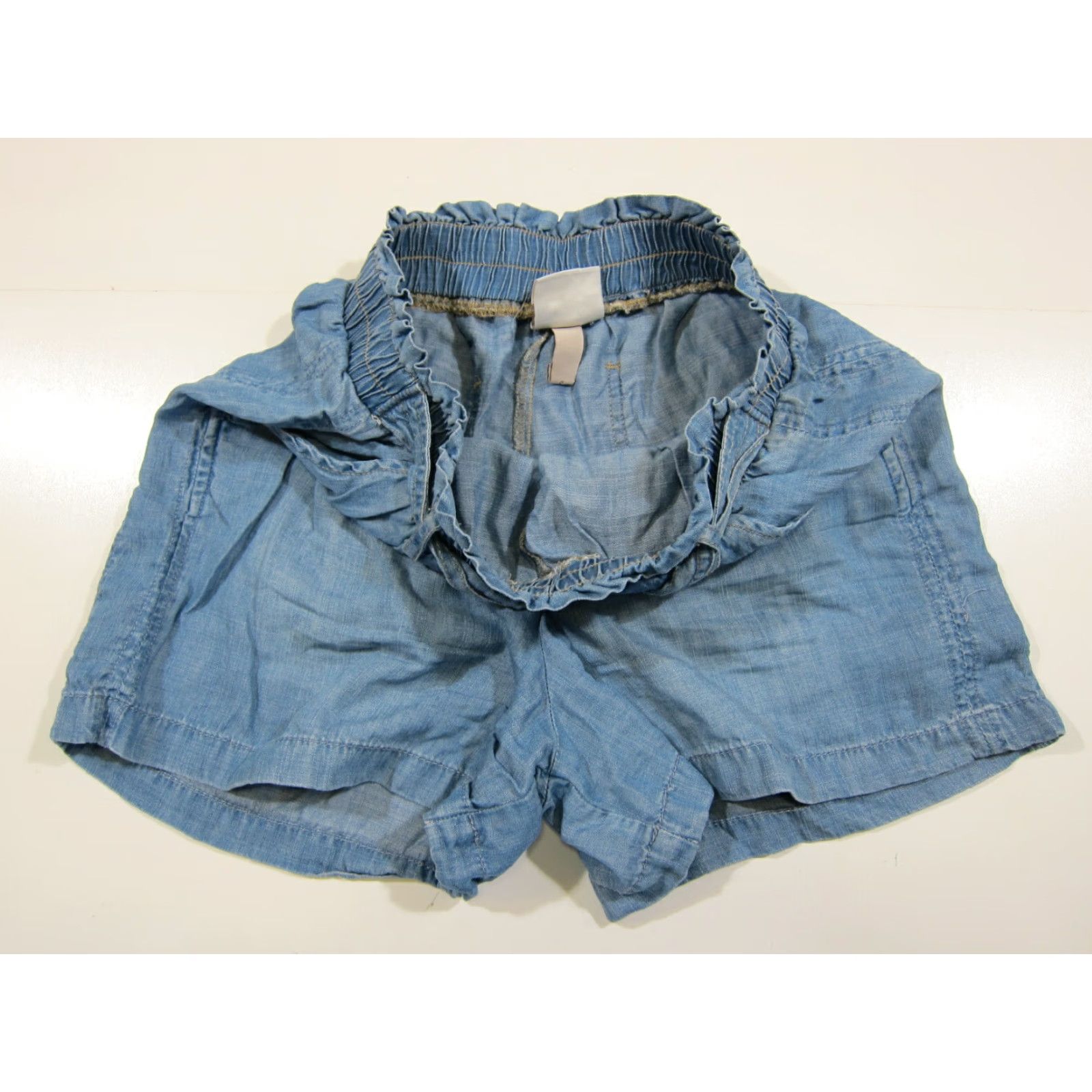 Vintage Knox Rose Chino Shorts Women Small 26" Waist 32" Hip 3" Inseam Pleated High Rise Pull On Blue 100% Rayon Chambray Size 26" / US 2 / IT 38 - 5 Thumbnail