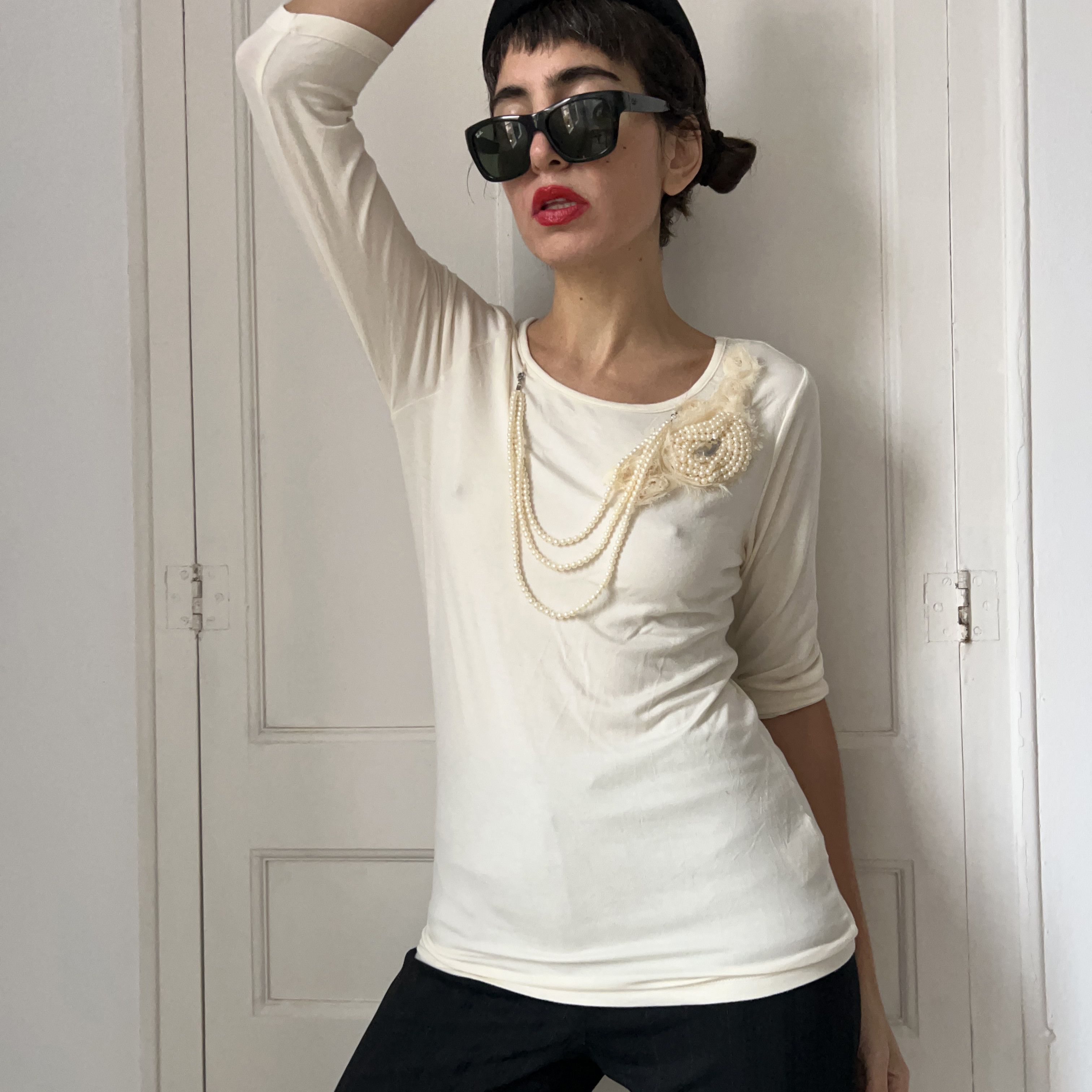 Vintage Vintage Y2K Pearl Applique Top Size M / US 6-8 / IT 42-44 - 5 Thumbnail