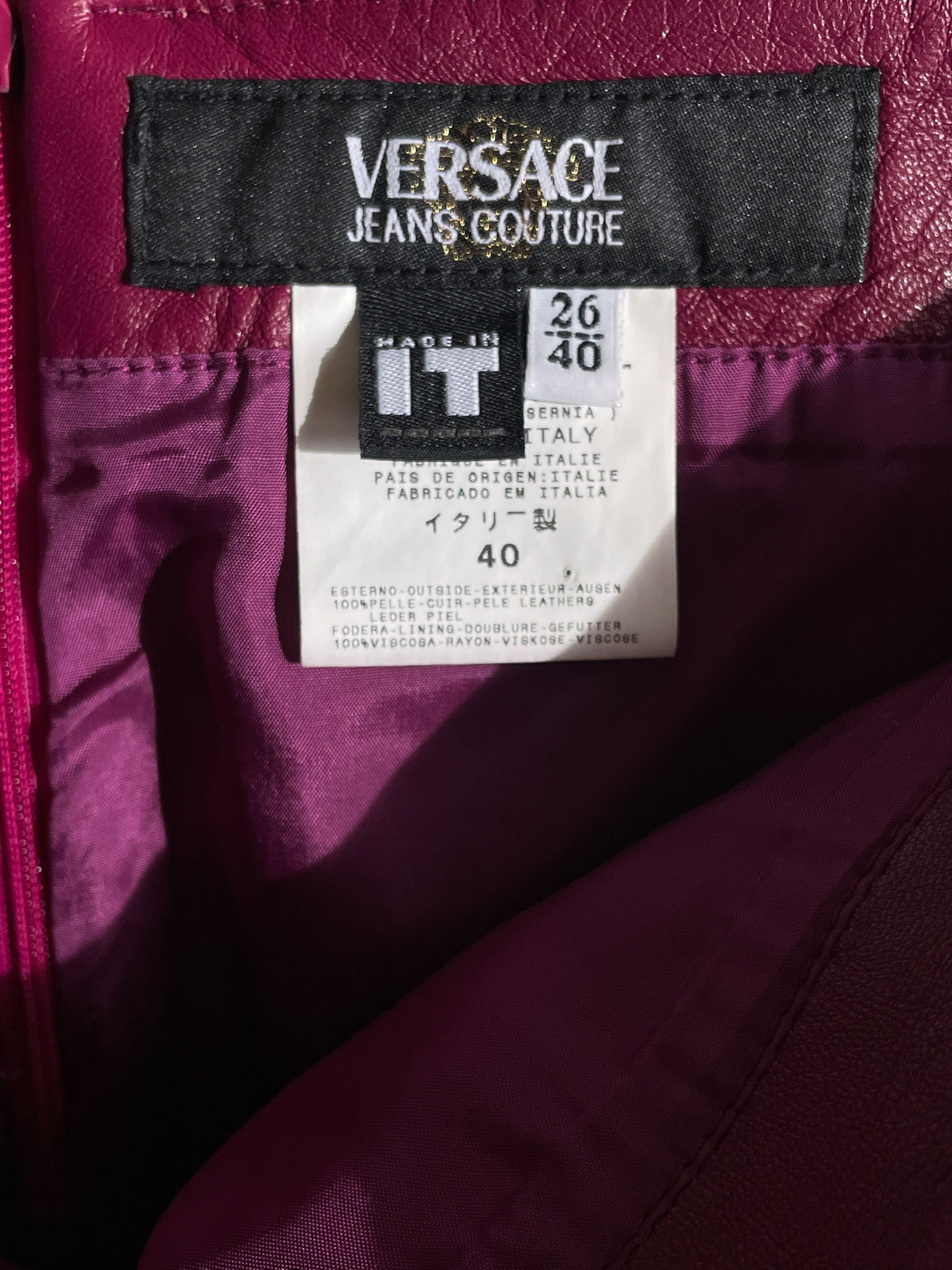 Versace Jeans Couture burgundy leather skirt Size 25" / US 0 / IT 36 - 7 Thumbnail