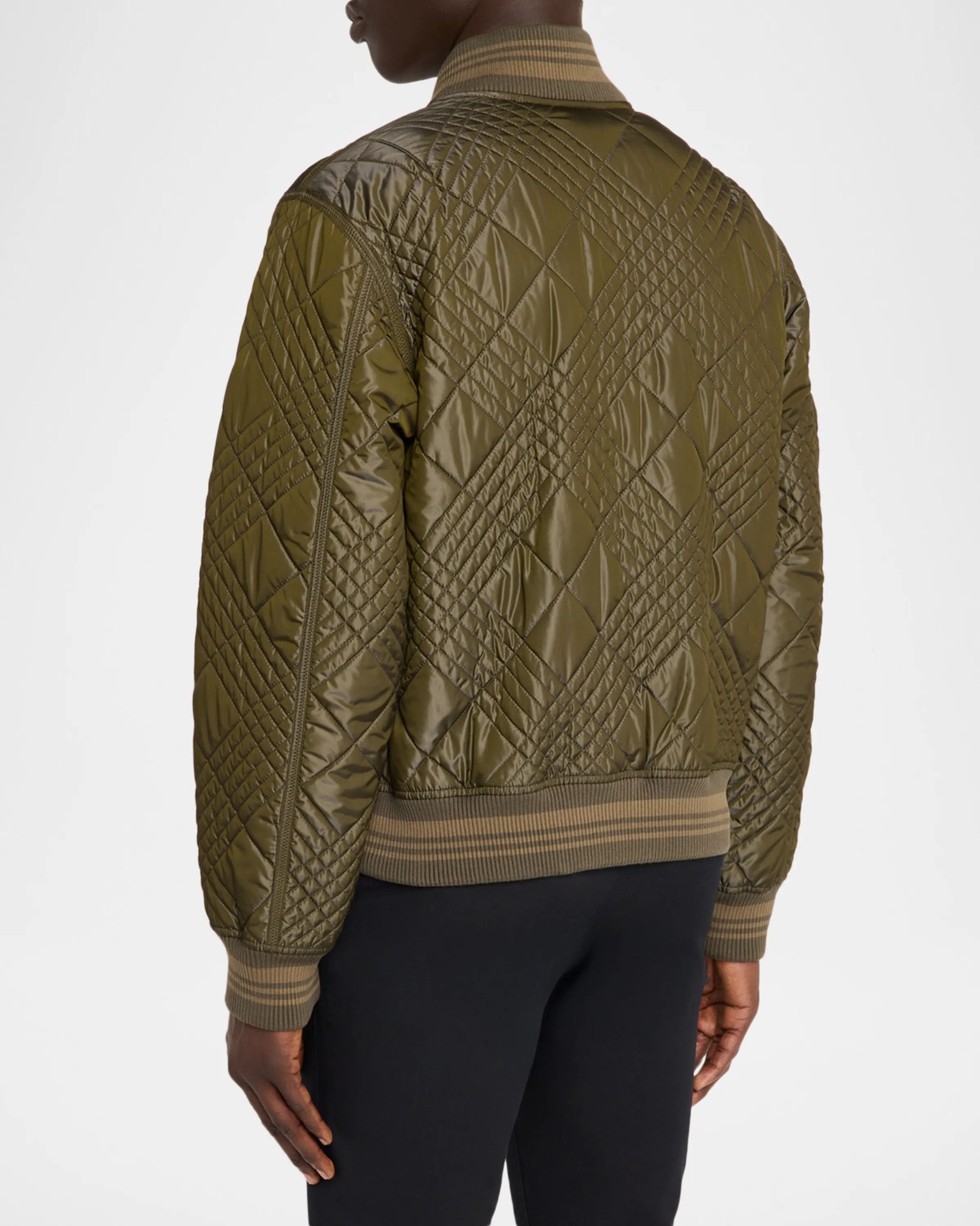 Burberry os11x0526 Rakewood Micro Check-Stitch Bomber Jacket in Green Size US XXL / EU 58 / 5 - 3 Thumbnail