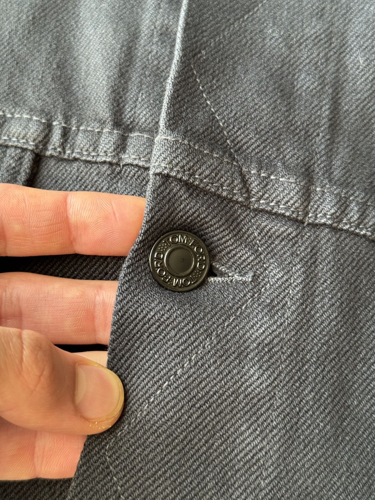 Tom Ford ⚫️ Tom Ford Graphite Black Japanese Denim Trucker Jacket Size US XXL / EU 58 / 5 - 4 Thumbnail