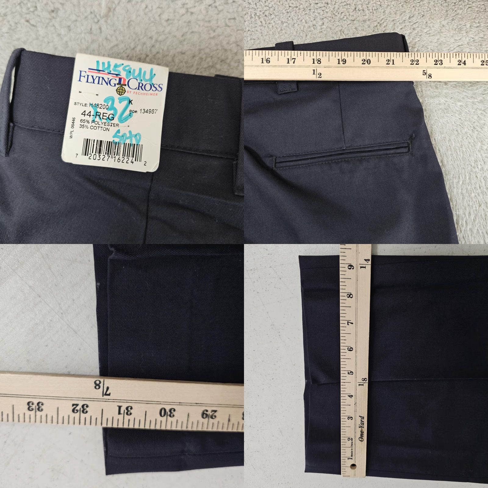 Vintage Flying Cross Dress Pants Mens 44x32 Navy Blue Uniform Workwear Polyester Cotton Size US 44 / EU 60 - 8 Thumbnail