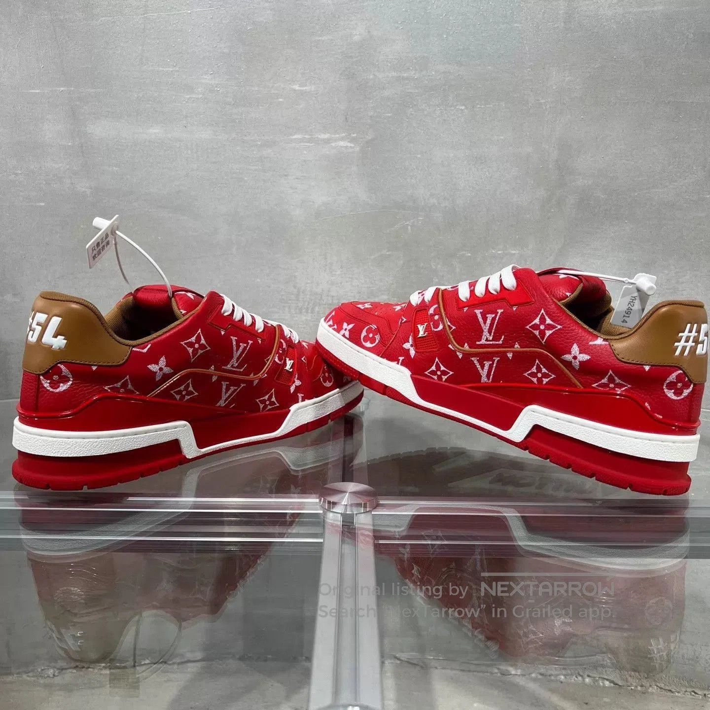 Louis Vuitton Red Low-Top Sneakers with Pattern, Size 10. Size US 10 / EU 43 - 5 Thumbnail