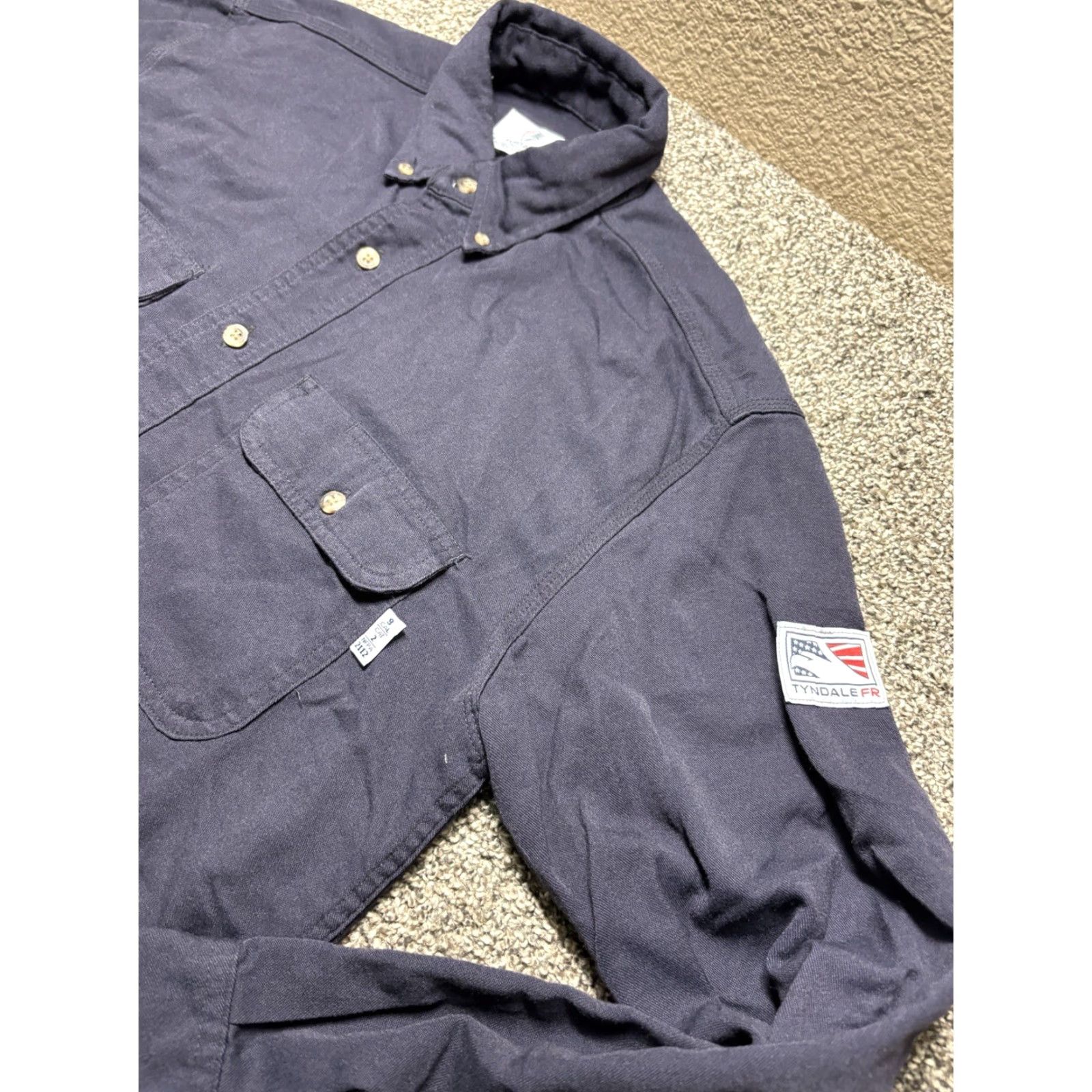 Vintage Tyndale FR Shirt Mens Medium Button Up Flame Resistant Button Up Navy Blue Cotton Blend Size US M / EU 48-50 / 2 - 3 Thumbnail