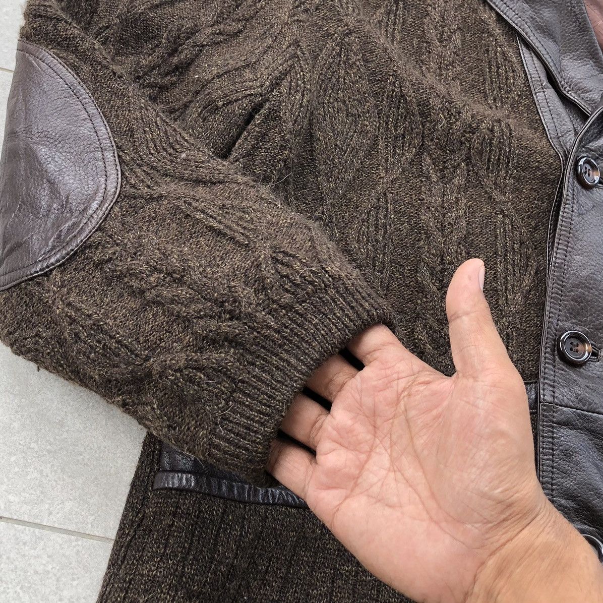 Torras Vintage TORRAS Knitted Mix Leather Paneling Parka Jacket Size US L / EU 52-54 / 3 - 6 Thumbnail