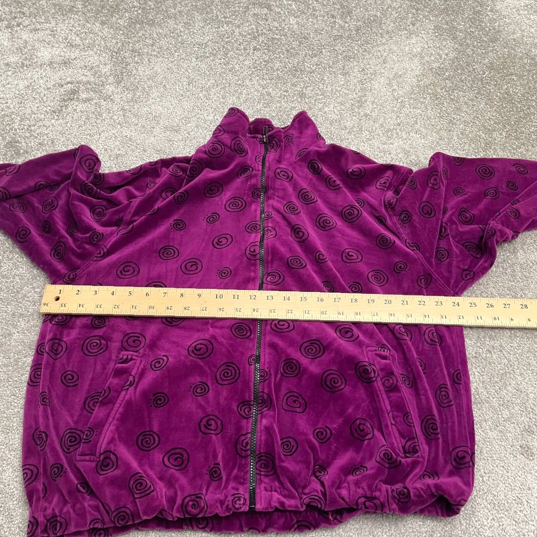 Vintage Unbranded Velousr Sweatshirt Jacket Full Zip Women XL Purple Polka Pocket Casual Size XL / US 12-14 / IT 48-50 - 7 Thumbnail
