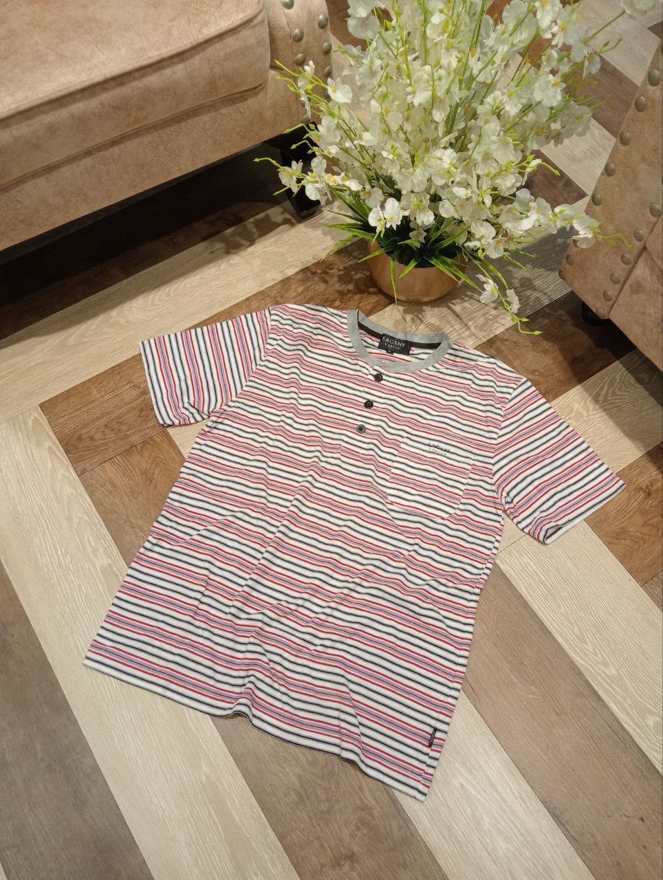 Yohji Yamamoto SACSNY Y'SACCS STRIPED HENLEY TSHIRT - SIZE L Size US L / EU 52-54 / 3 - 3 Thumbnail