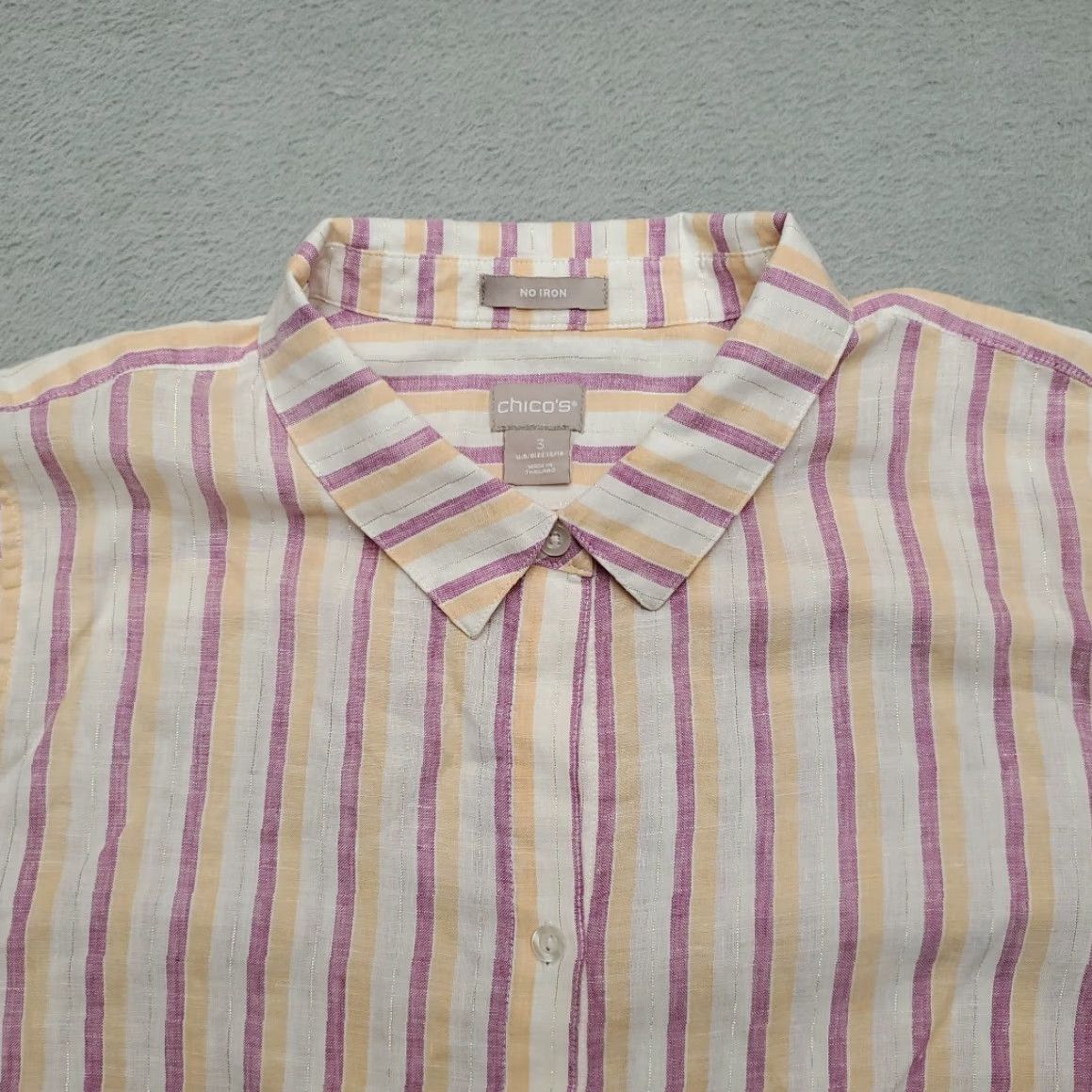 Vintage Chicos Shirt Womens XL Purple Striped 100% Linen Button-Up Long Sleeve Casual Comfort Basic Shirt Womens XL Purple Striped Linen Button-Up Shirt Size XL / US 12-14 / IT 48-50 - 2 Thumbnail