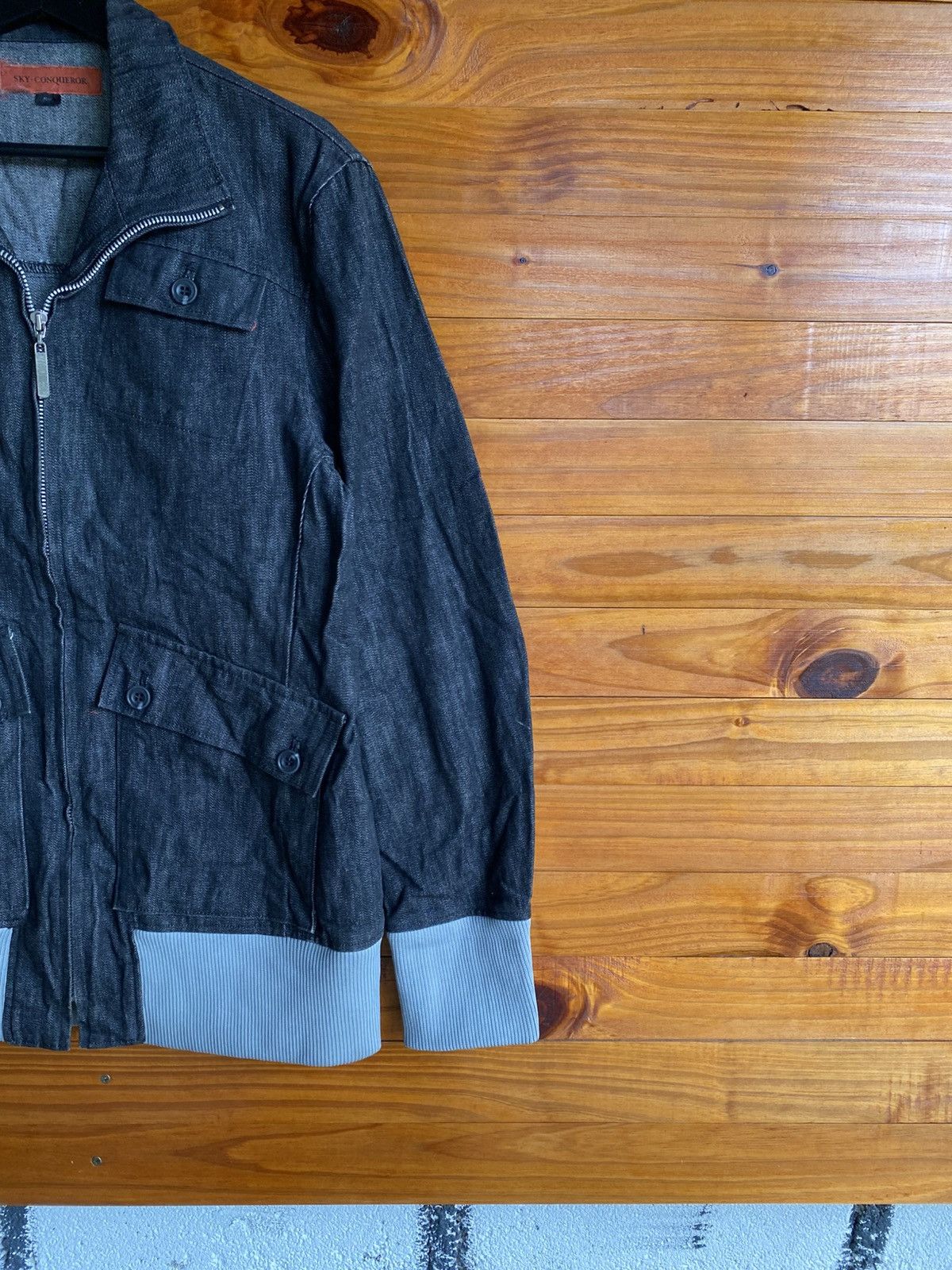 Vintage SKY-CONQUEROR Black Denim Bomber Jacket – Japanese