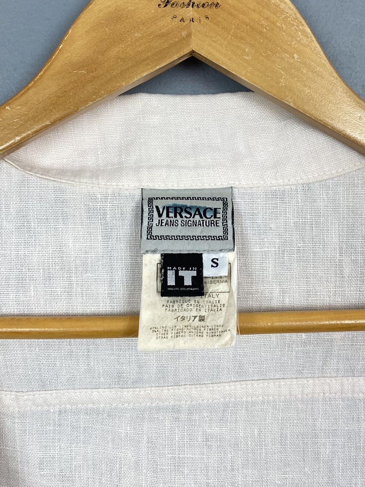 Vintage Versace Jeans Signature Linen Long Sleeve Shirt Womens White Size S / US 4 / IT 40 - 5 Thumbnail