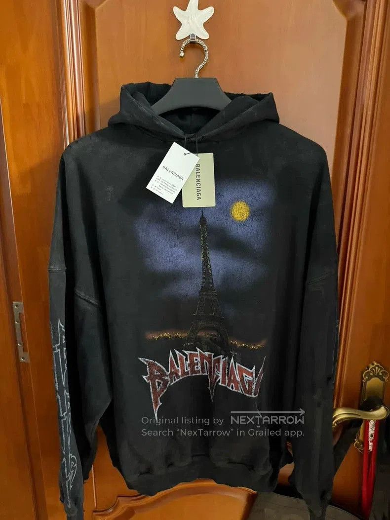服/ファッション Balenciaga 23FW Eiffel Tower Destroyed Hoodie Black Size 2 Balenciaga 23FW Eiffel Tower Destroyed Hoodie Black Size 2 (さは