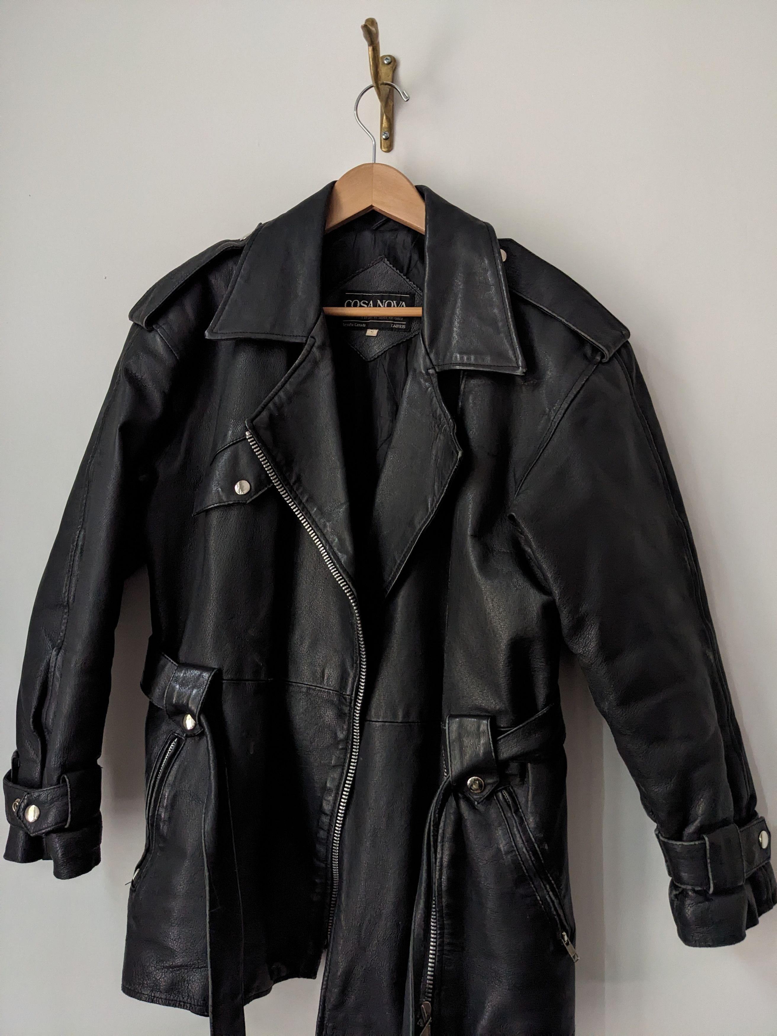 Cosa Nova Vintage Motorcycle Style Long Leather Jacket Coat Size S / US 4 / IT 40 - 1 Thumbnail