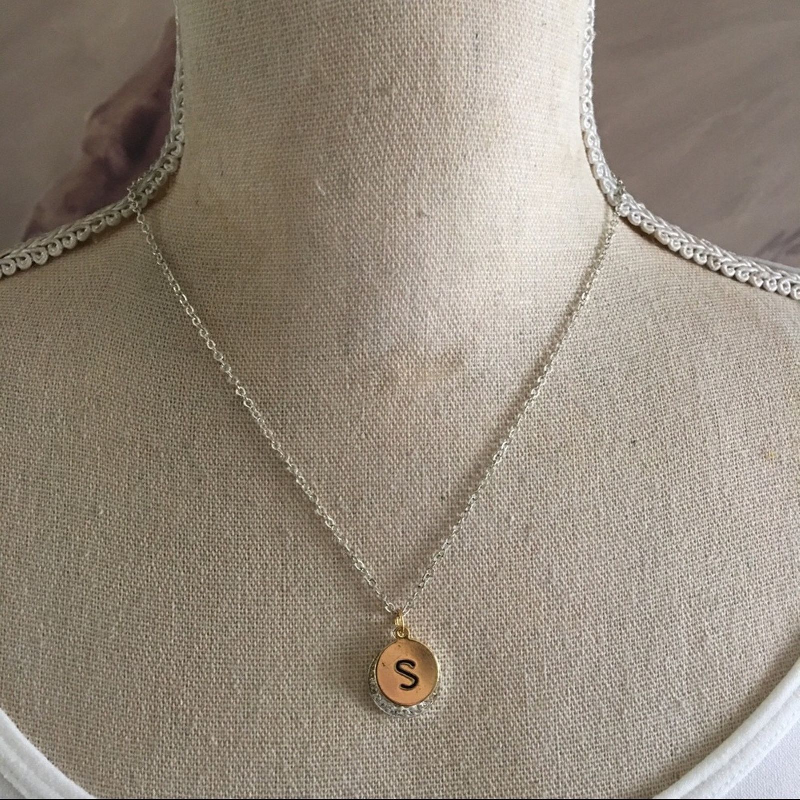 Jewelry Minimalist monogram “S” initial double pendant necklace Size ONE SIZE - 1 Thumbnail