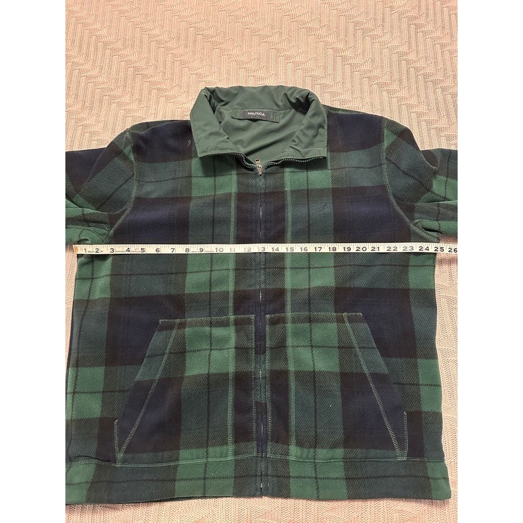 Nautica Vintage Y2K Nautica green plaid reversible fleece jacket Size US L / EU 52-54 / 3 - 6 Thumbnail