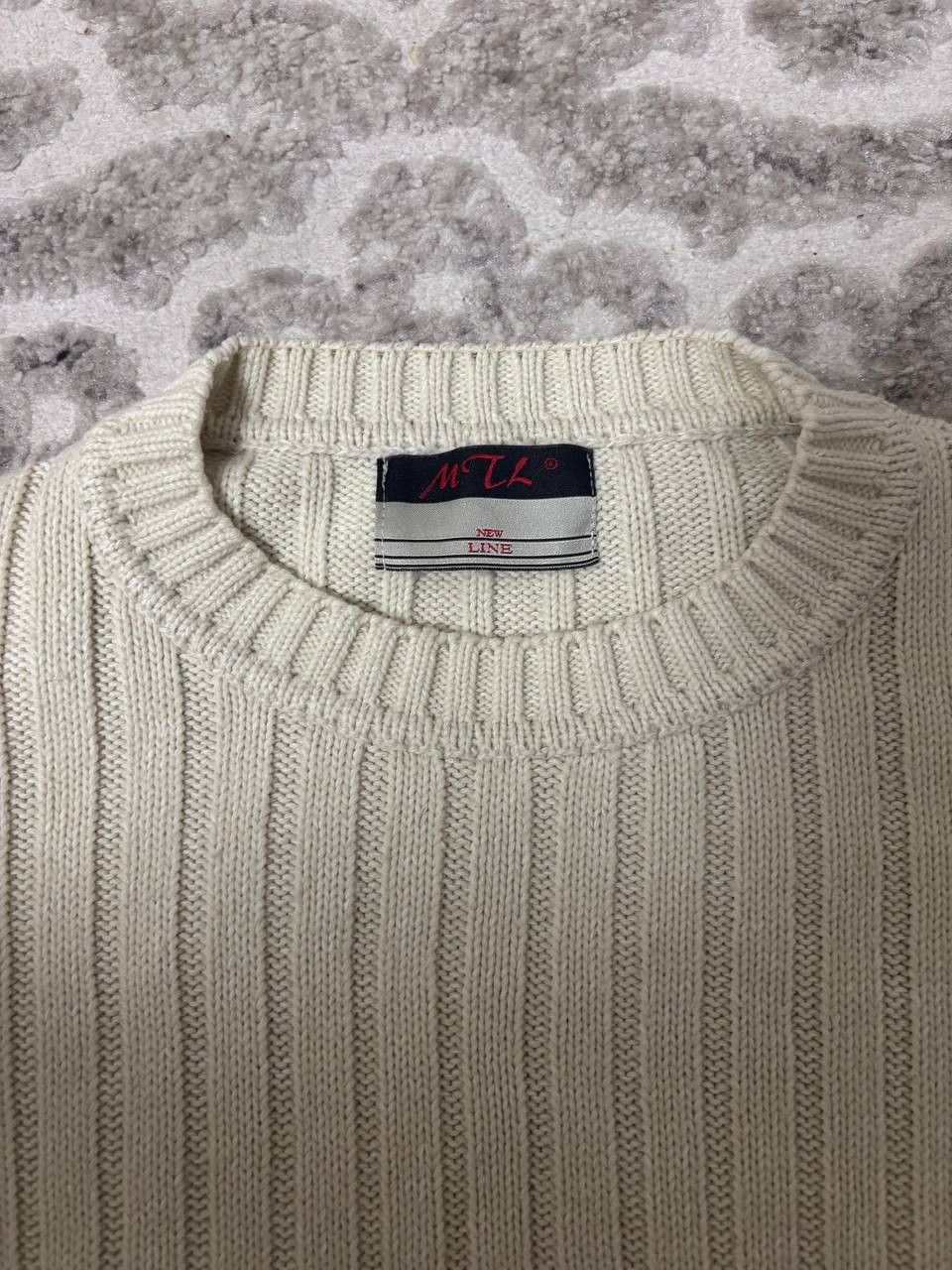 Vintage Vintage MTL Crewneck Sweater - Cream/Off-White Ribbed Knit Size US L / EU 52-54 / 3 - 12 Thumbnail