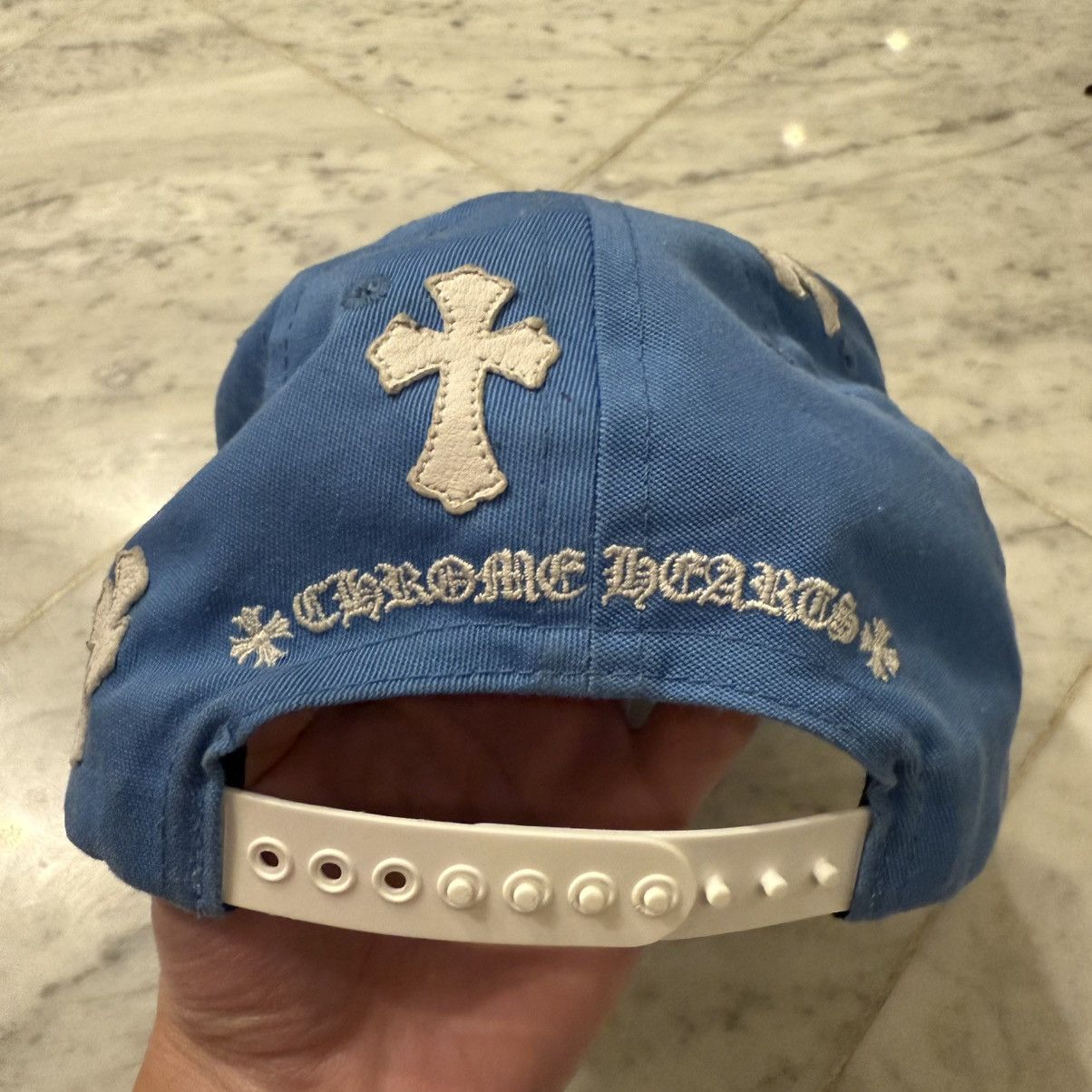 Chrome Hearts RARE Chrome Hearts Baby Blue Patch Crosses St Barth snapback Size ONE SIZE - 6 Thumbnail