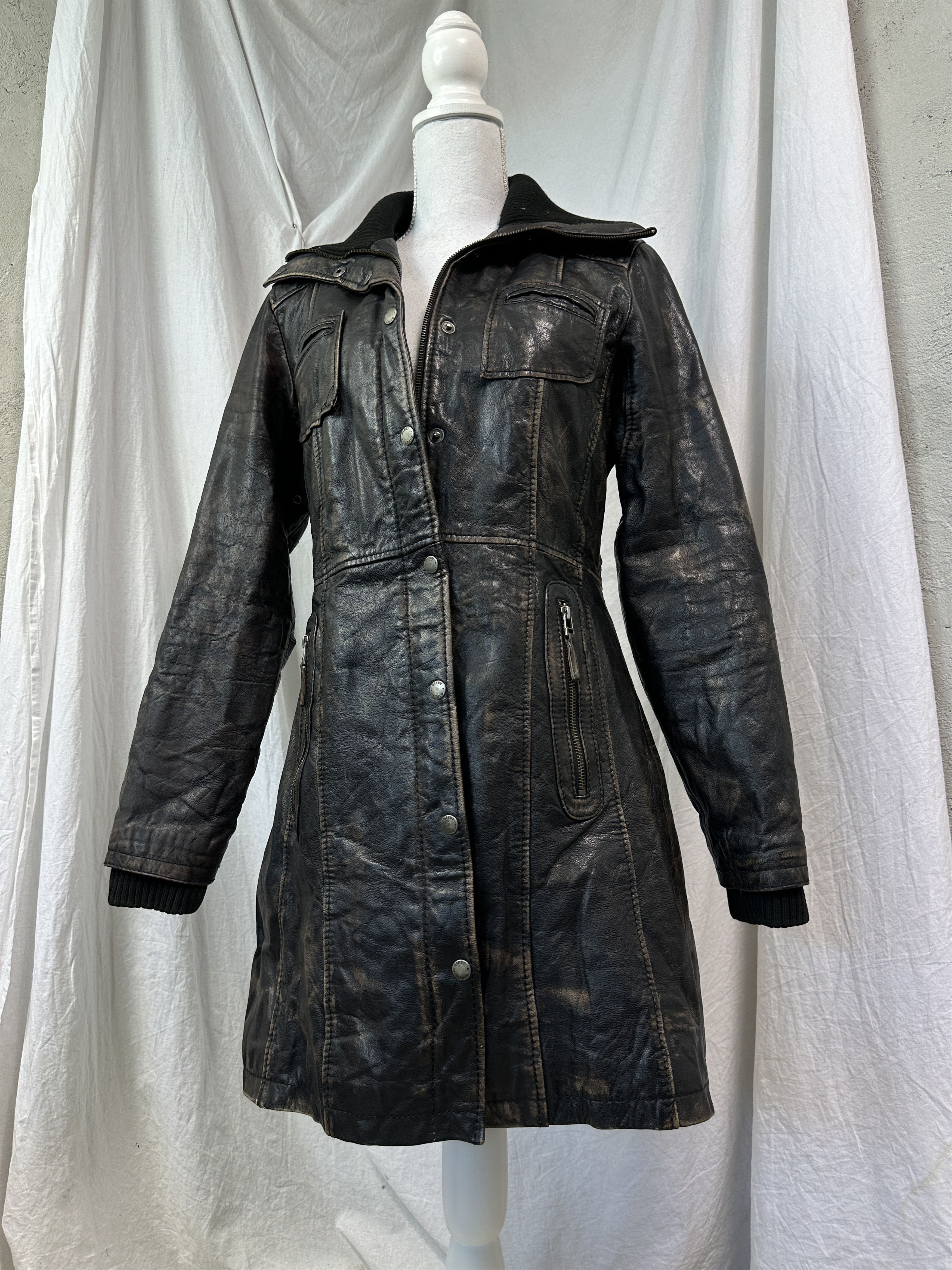 Vintage Vintage Leather Maxi Washed Matrix Coat/Jacket 00s Size US M / EU 48-50 / 2 - 2 Thumbnail