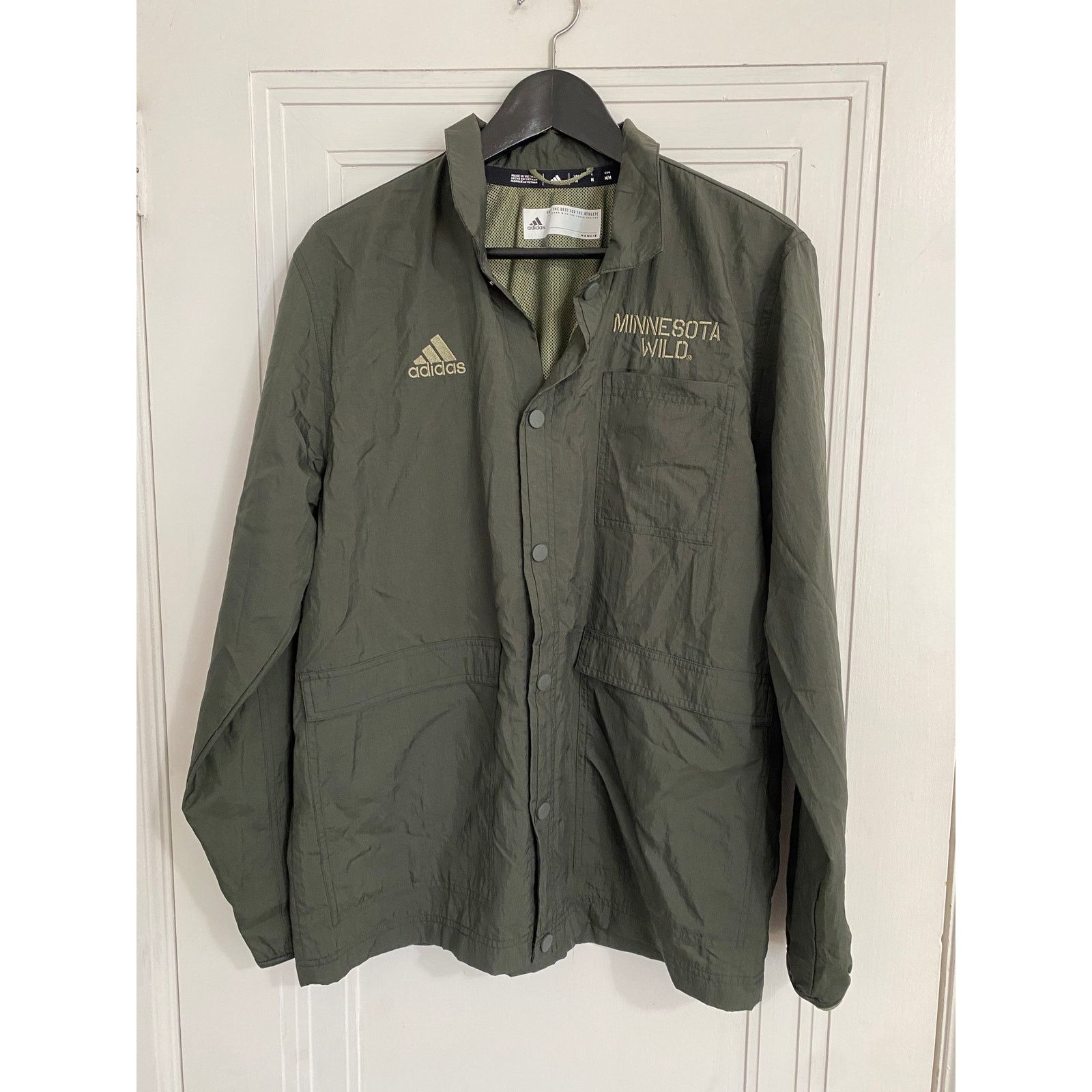 Adidas Minnesota Wild Adidas Army Green Snap-Button Windbreaker - M Size US M / EU 48-50 / 2 - 1 Thumbnail
